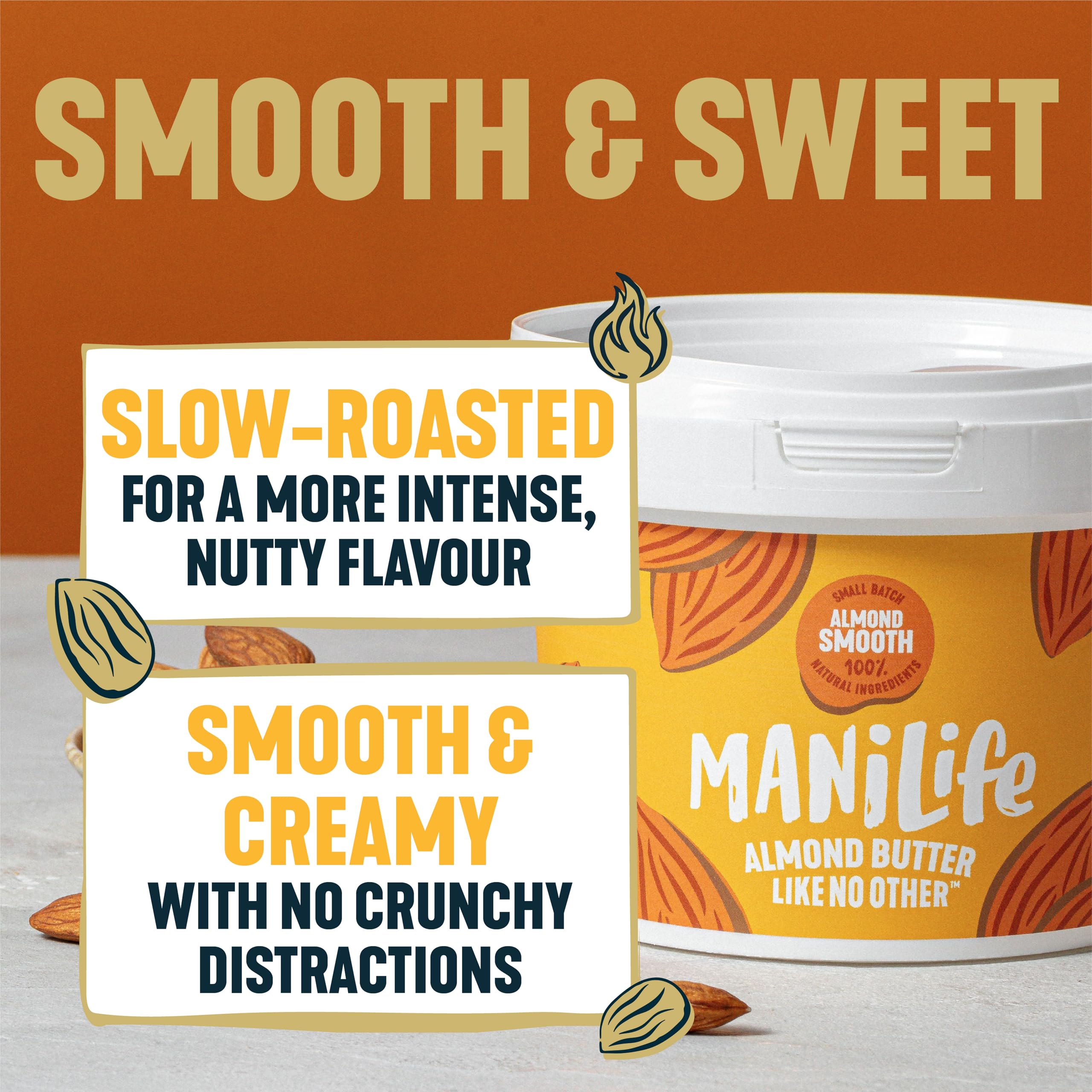 MANÍLIFE Smooth Almond Butter, 1kg Jar - Vegan Nut Spread with Sea Salt 5