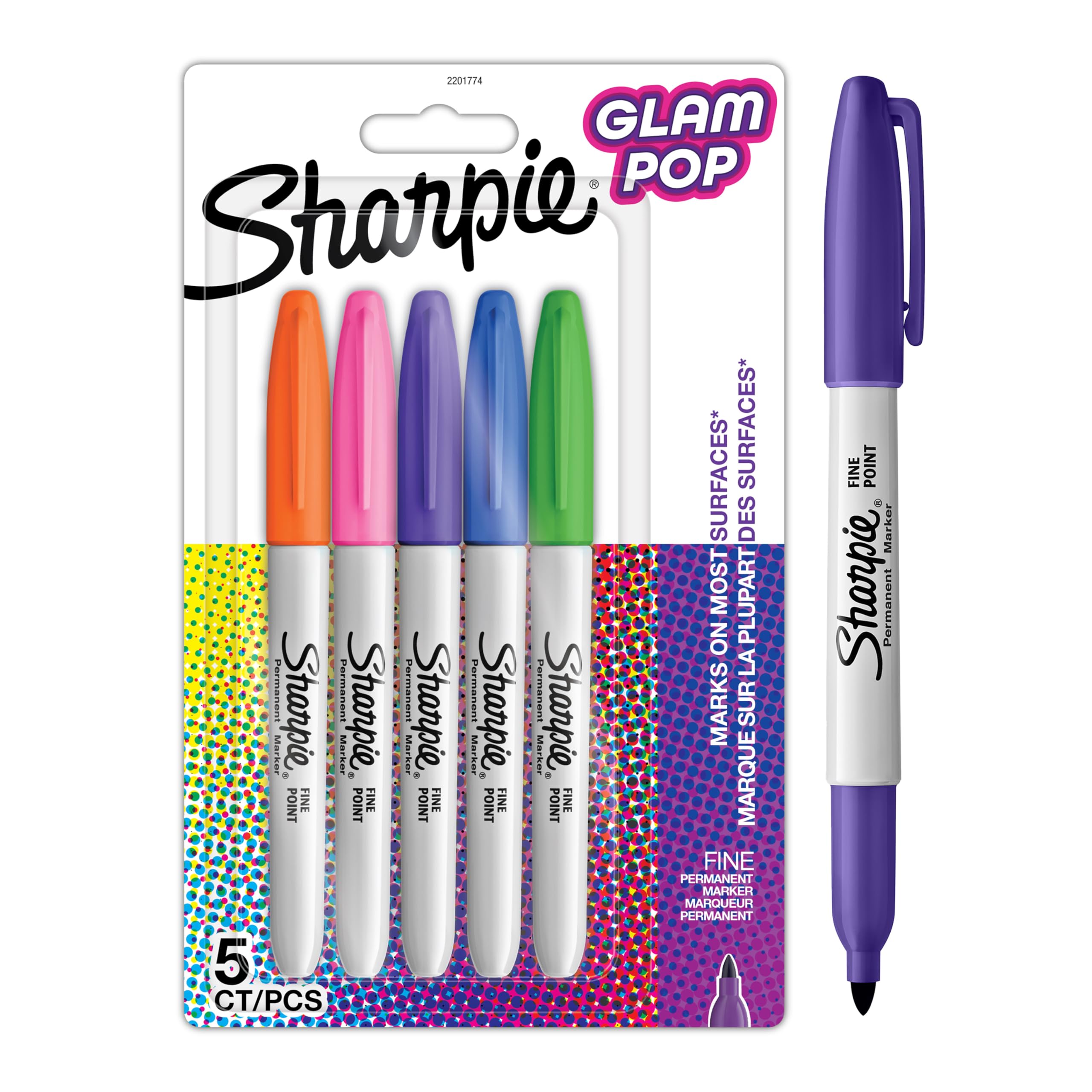 Sharpie Glam Pop Permanent Markers | Fine Point for Bold Details | Assorted