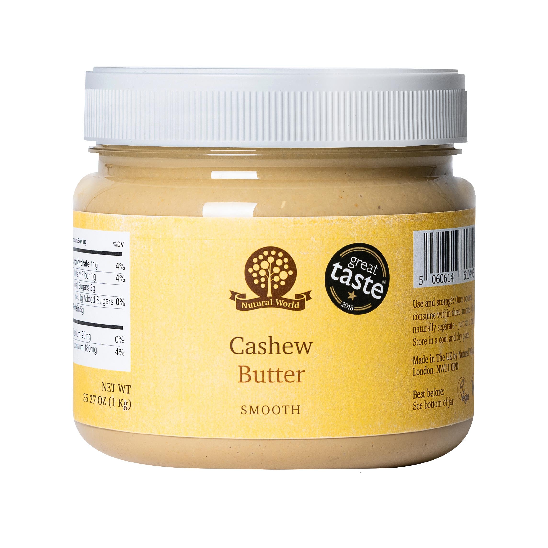 Nutural World Smooth Cashew Nut Butter - 1kg | Great Taste Award Winner | Single Ingredient 1