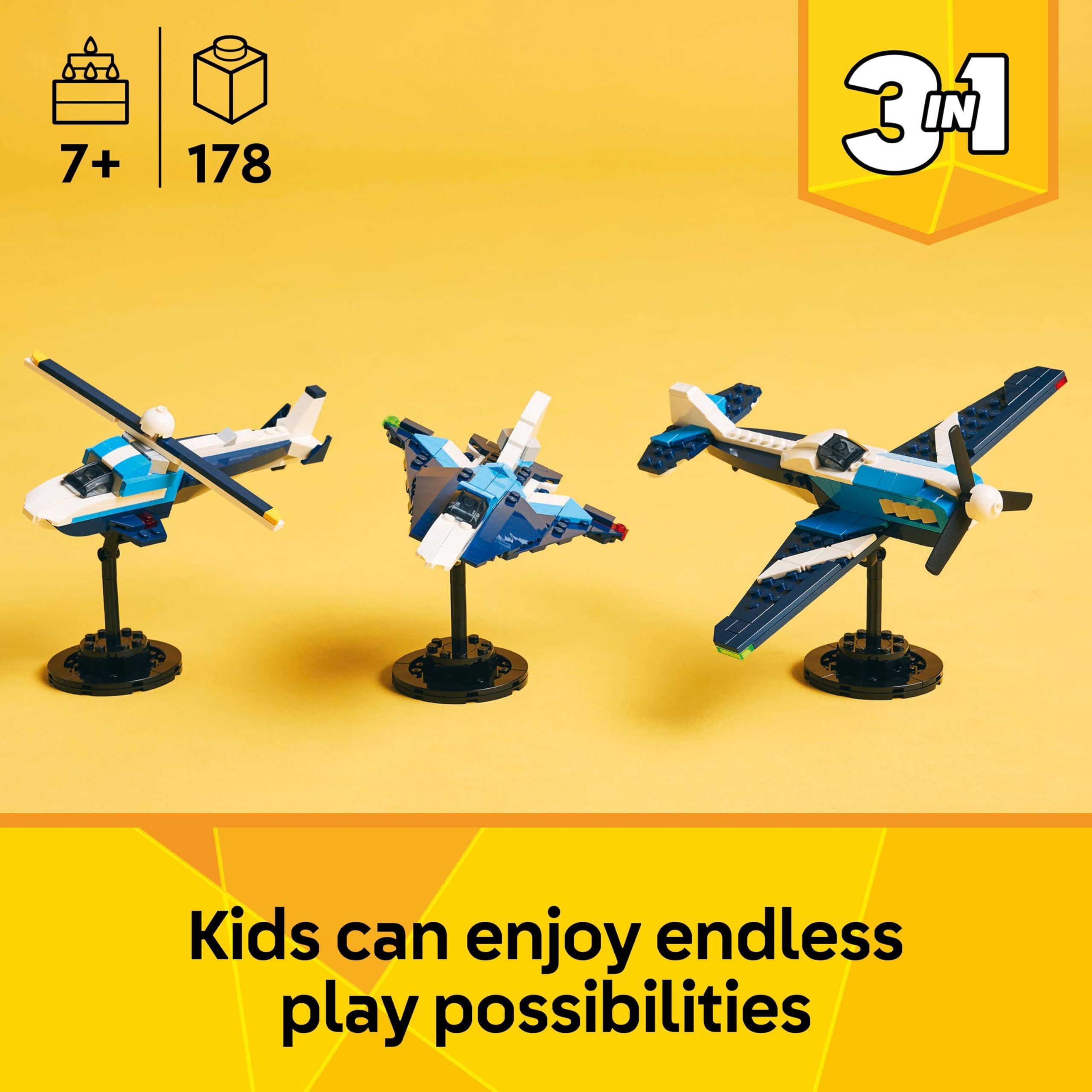 LEGO Creator 3in1 Aircraft: Race Plane Toy - Builds into Jet or Helicopter 3
