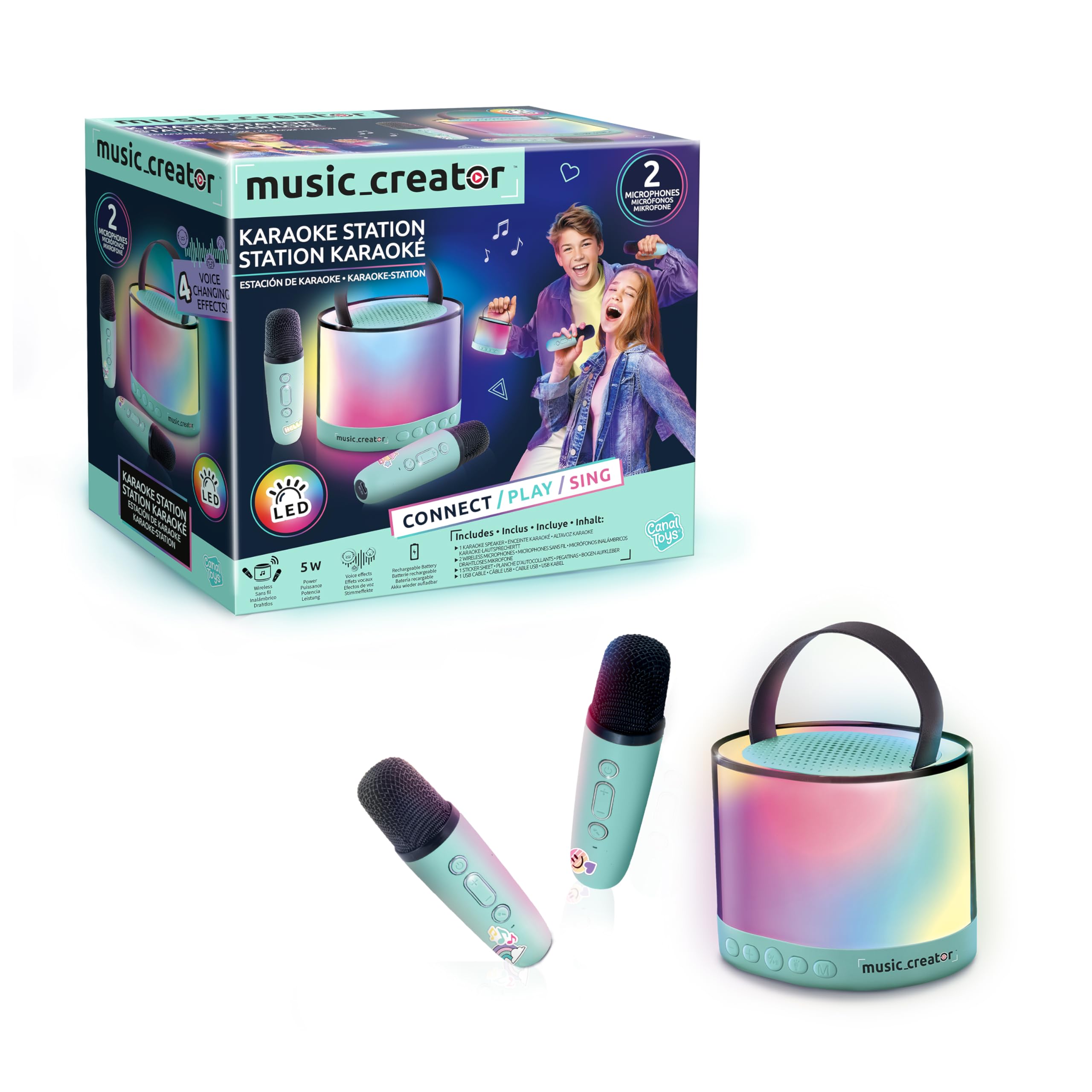 Canal Toys Music Creator Portable Bluetooth Karaoke Station with 2 Wireless Microphones | Red 1