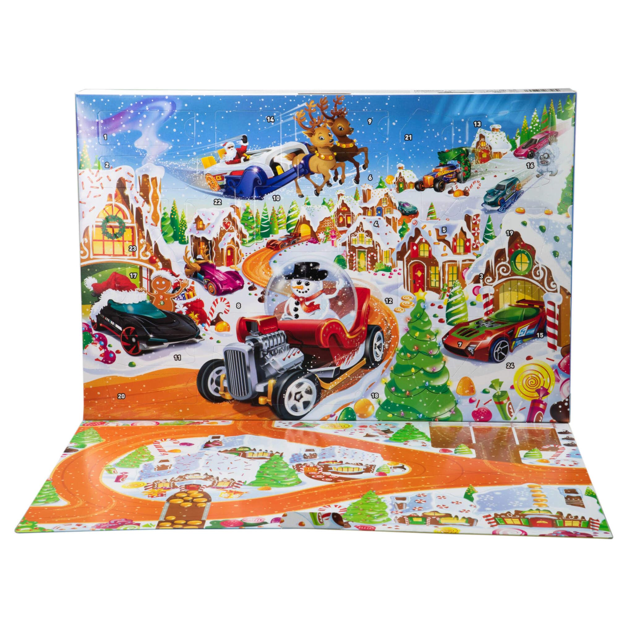 Hot Wheels 2025 Advent Calendar - 24-Day Holiday Playset with 10 Toy Cars & Accessories 4