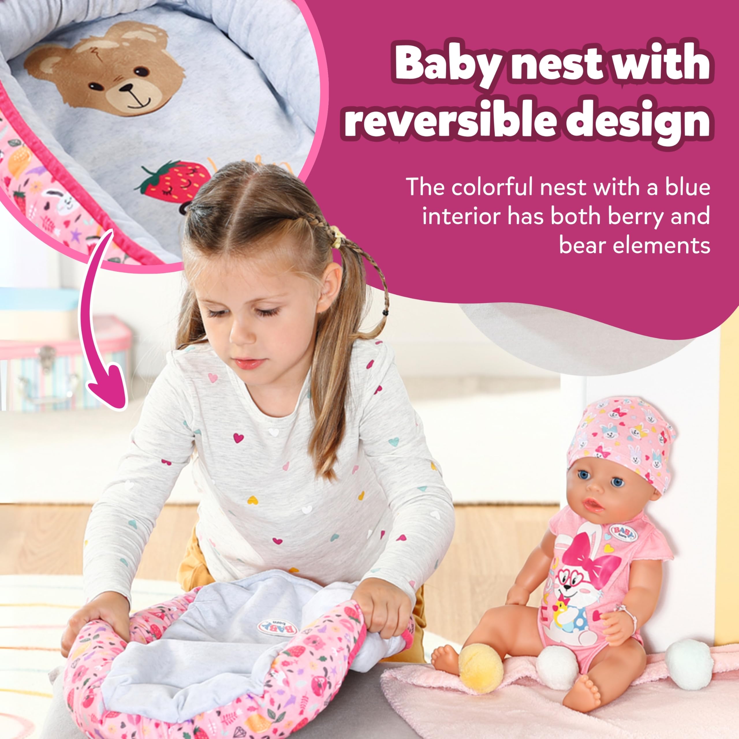 BABY born Reversible Baby Nest with Soft Padded Edges 835821 4