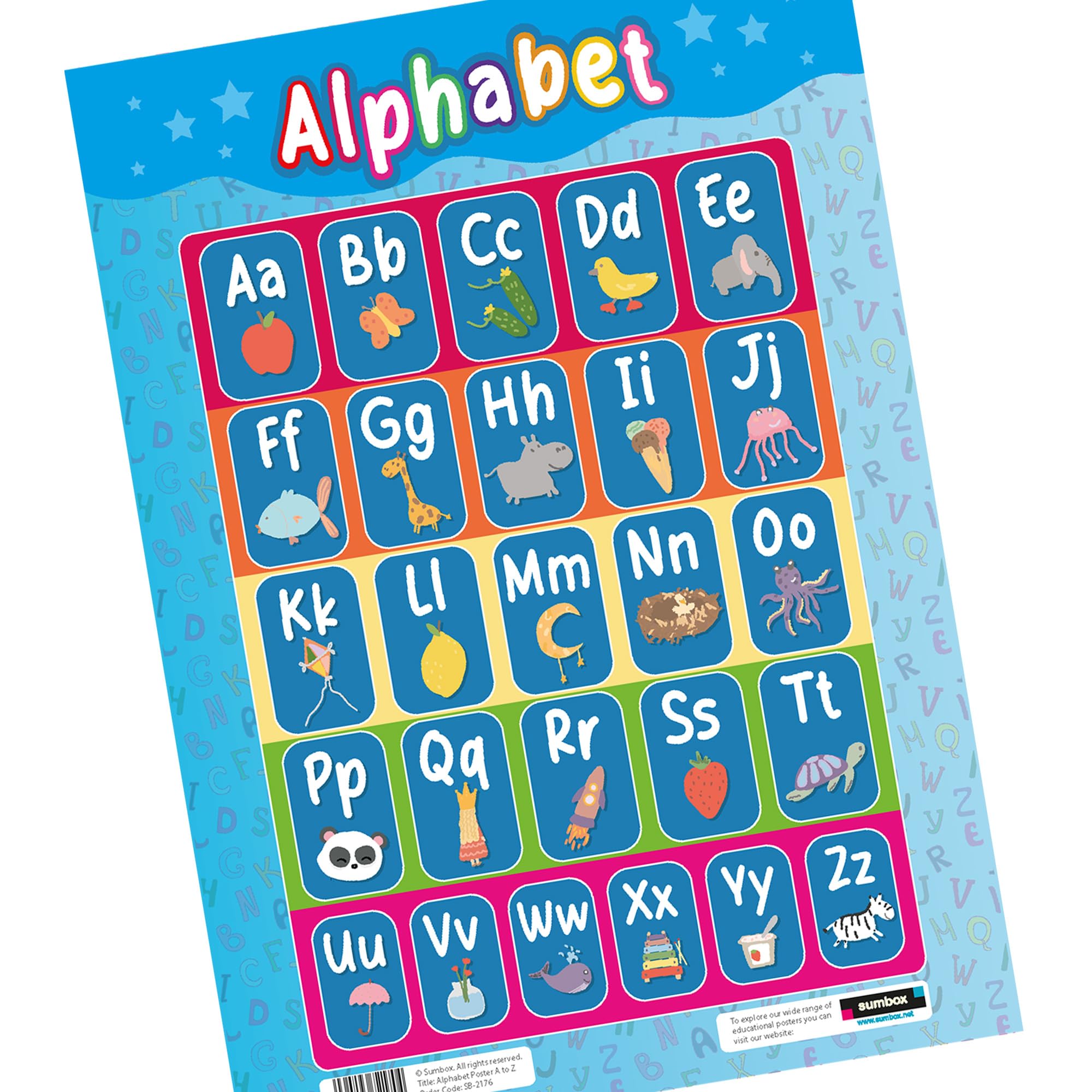 Sumbox Alphabet Educational Poster for Kids - A3 Size Phonics Learning Chart | Multicoloured Cardstock 9