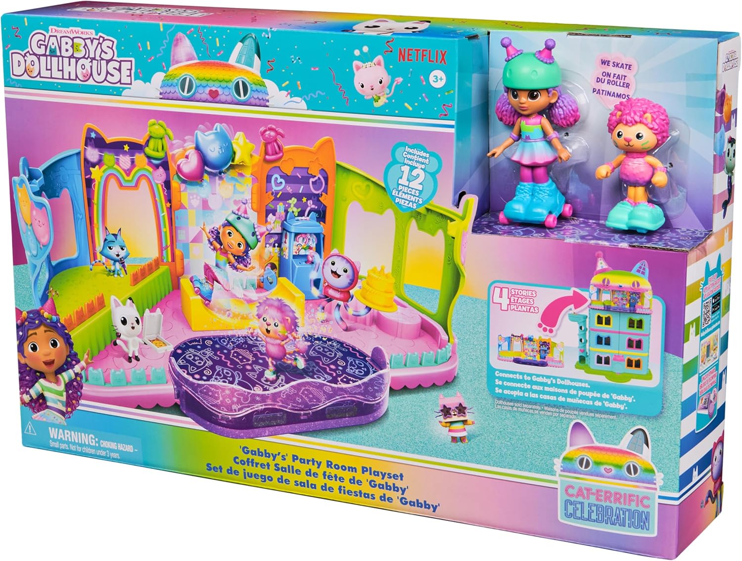 Gabby's Dollhouse Party Room Playset - Skate Park & Game Room with Skater Figures 4