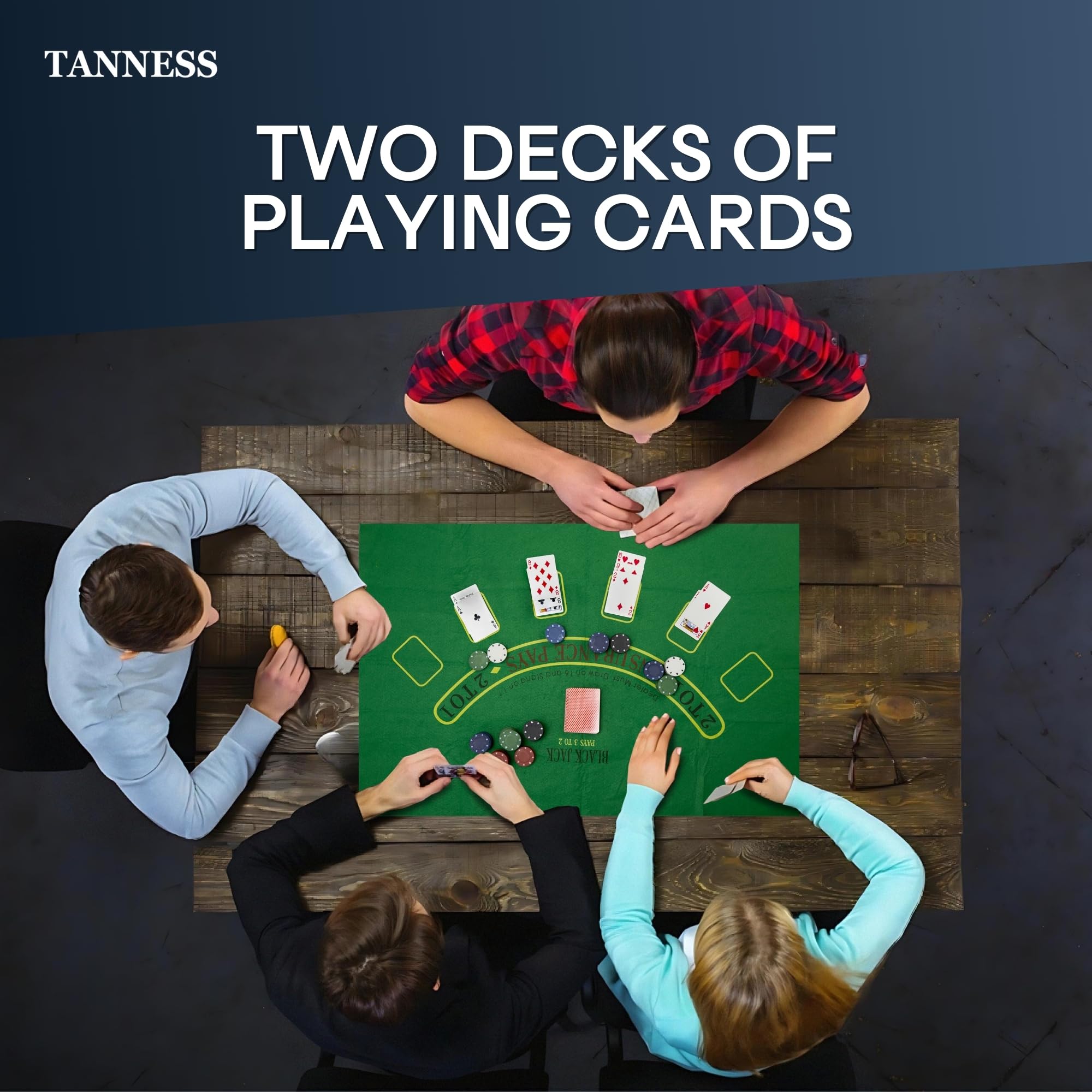 Tanness 200 Pcs Casino Poker Set with Chips, Cards, and Playing Mat for Texas Hold'em and Blackjack 7