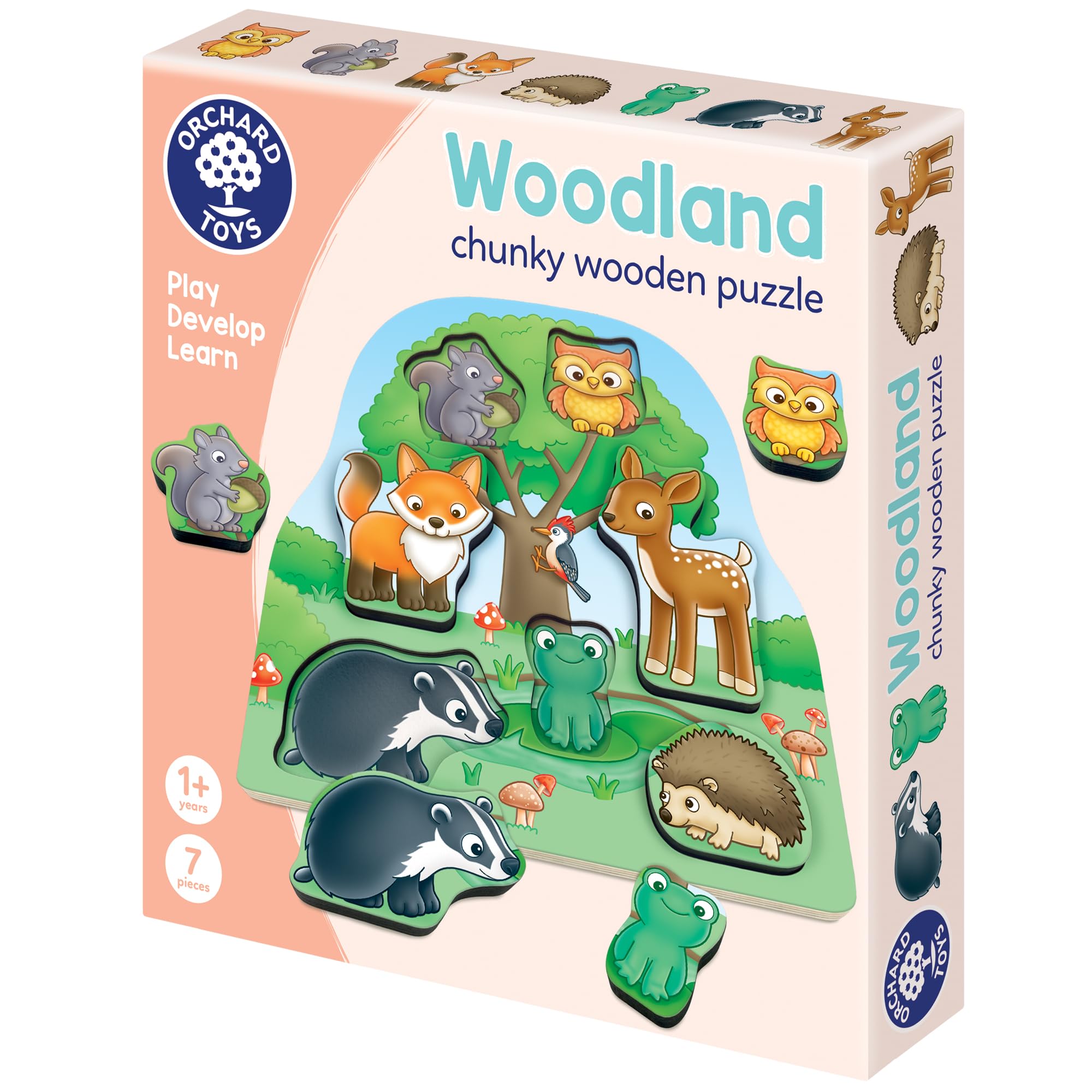 Orchard Toys Woodland Chunky Wooden Puzzle - 1+ Years | 8 Pieces | Wood