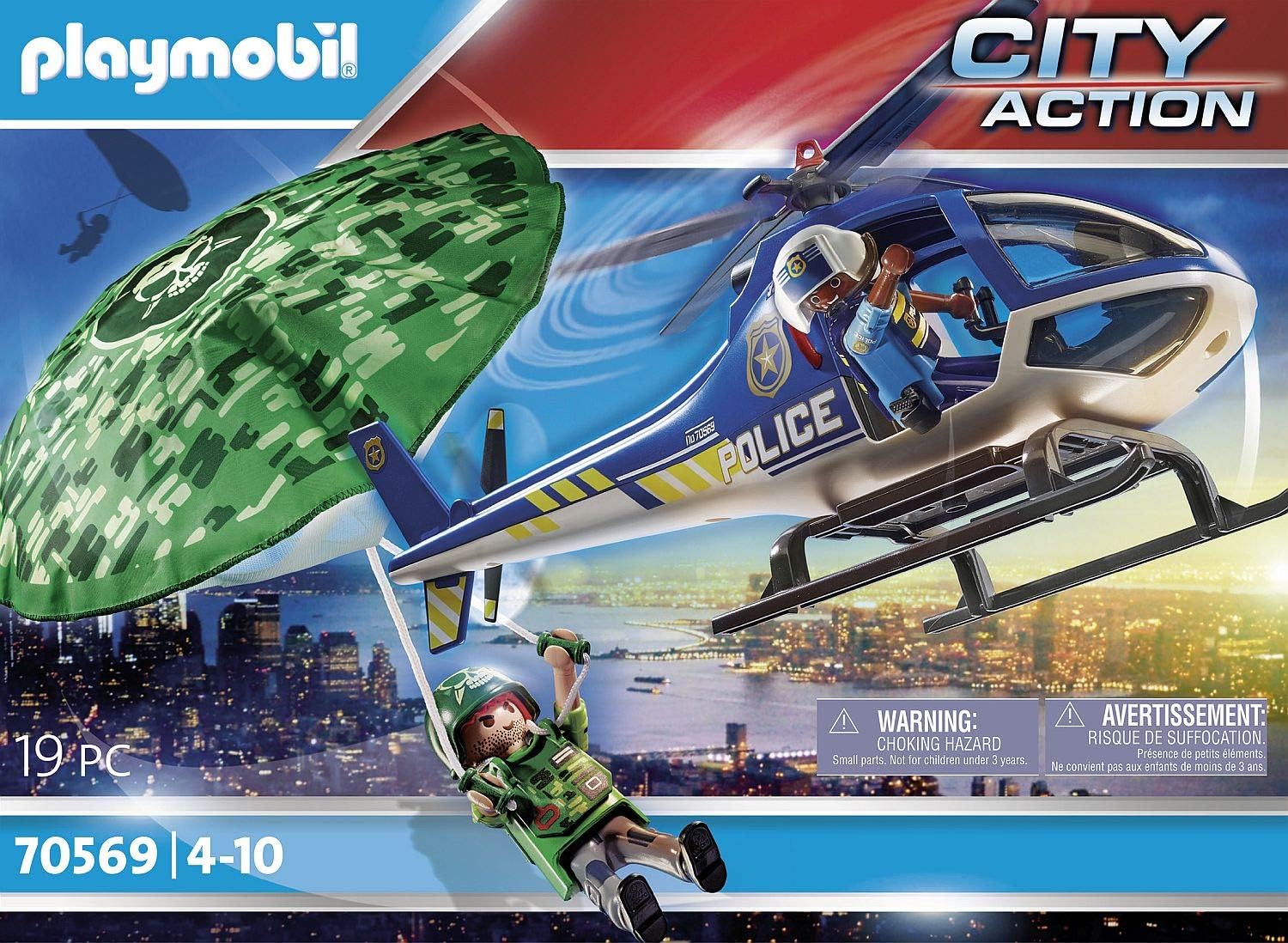 PLAYMOBIL City Action Police Parachute Search Playset - Helicopter Chase with Figures & Parachute for Ages 4-10 5