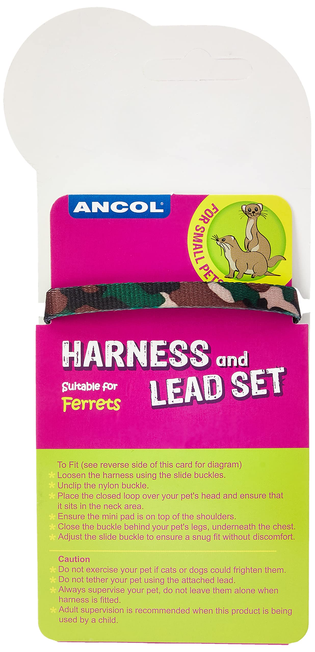 Ancol Ferret Harness and Lead Set | Fully Adjustable | Soft Polyester Material