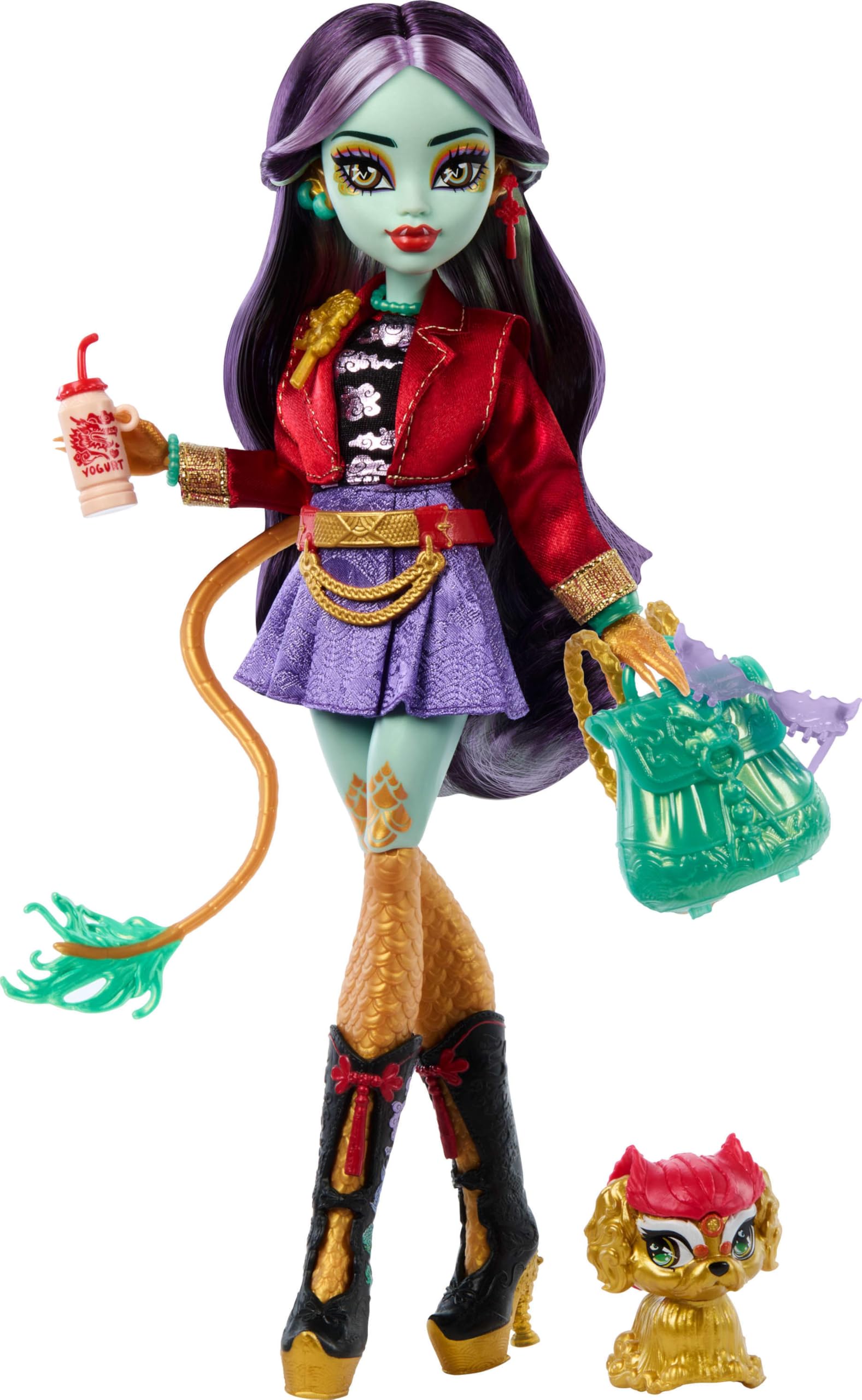 Monster High Jinafire Long Doll with Pet Cloudy 'Yun Yun' & Accessories - Dragon Fashion Doll for Ages 4-10