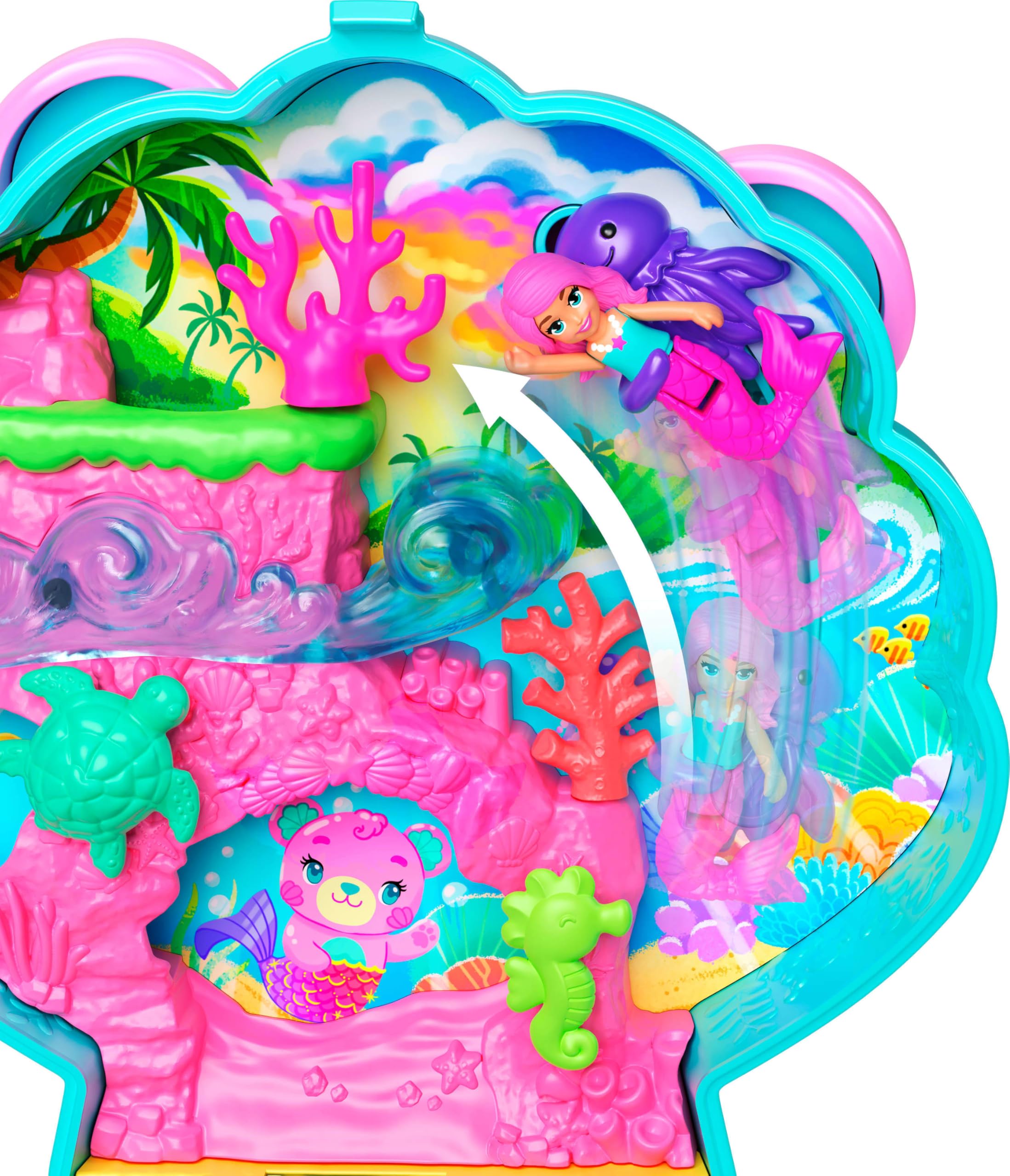 Polly Pocket Glitter Island Compact Playset - Mermaid Adventure with 11 Accessories 4