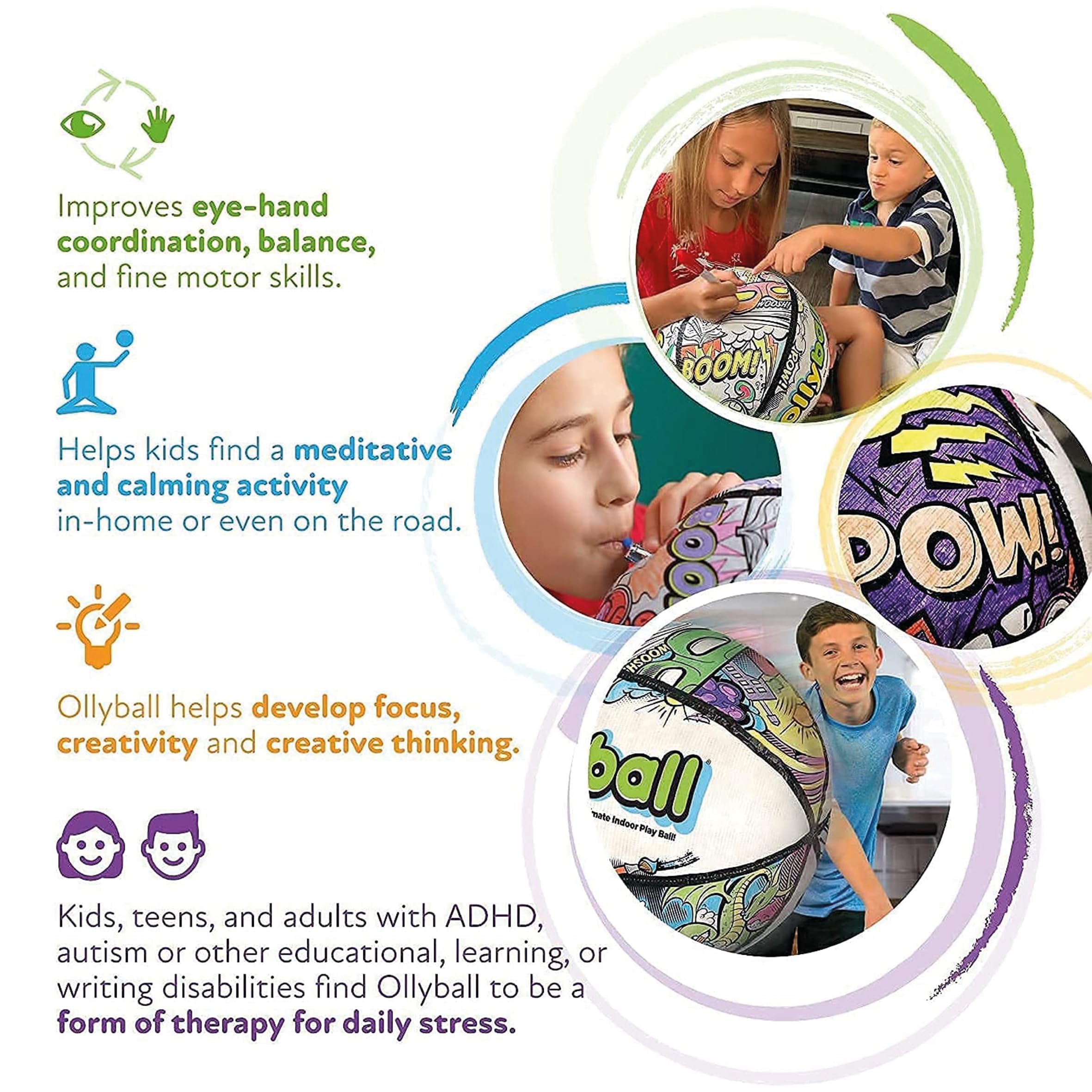 Ollyball - The Ultimate Indoor Play Ball for Kids and Parents, Colourable Keepy Uppy Ball 3