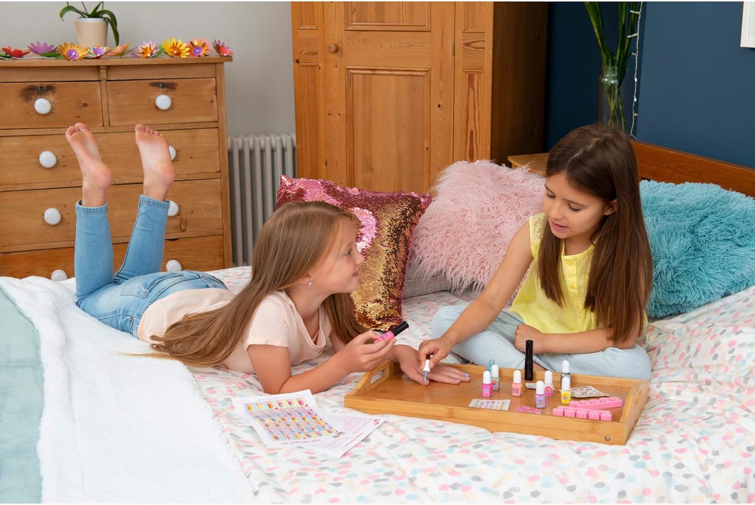 Galt Toys Nail Designer Kit for Kids, 7+ Years, 7 Colors & 2 Nail Pens with Stickers, Gems, and Glitter Varnish 4