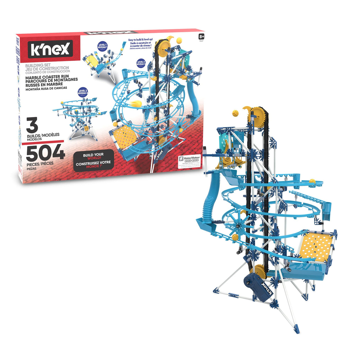 K'NEX Marble Run 3 Model Building Set (Motorised) - 350+ Pieces