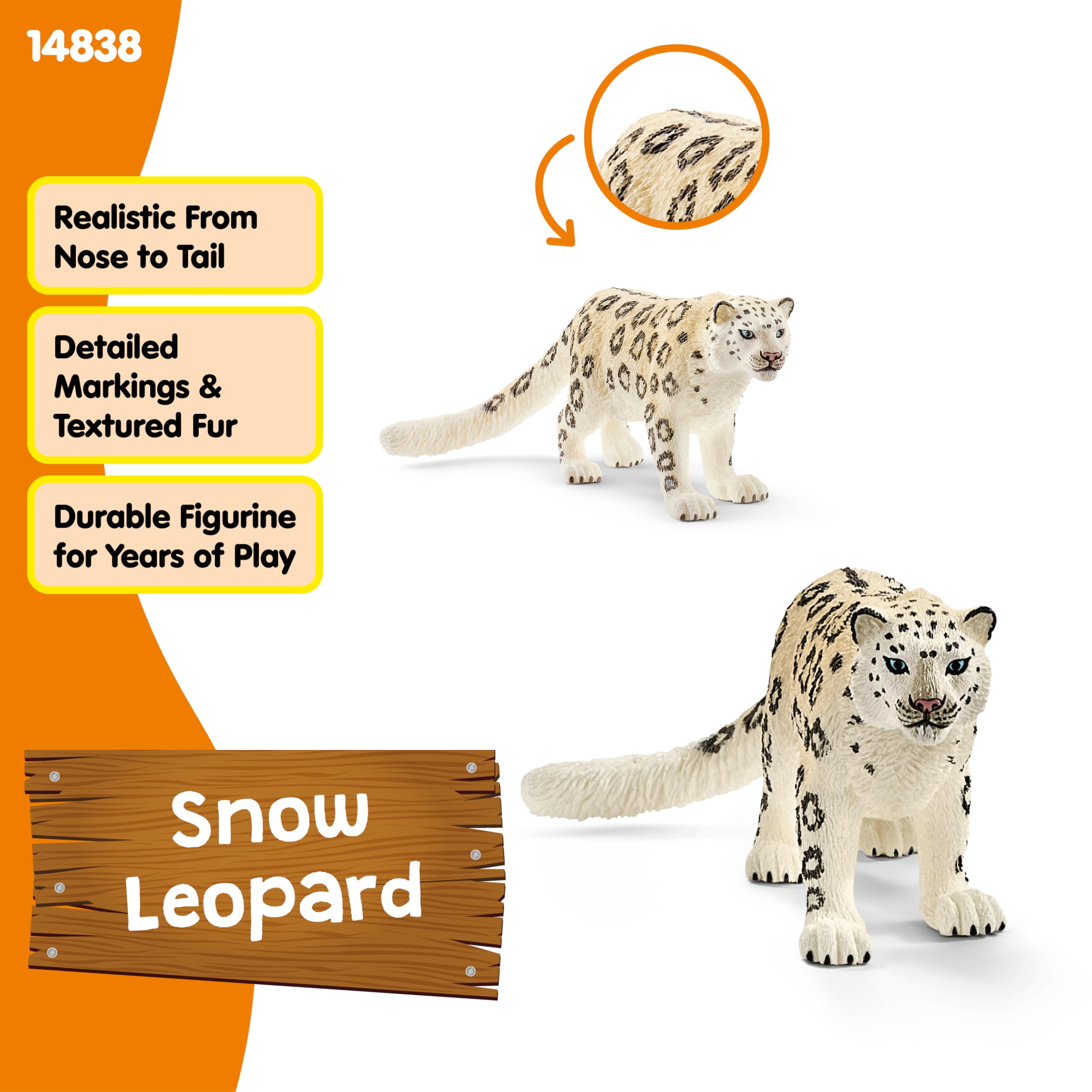 Schleich 14838 Snow Leopard Wildlife Figure - Detailed Animal Playset for Kids 5