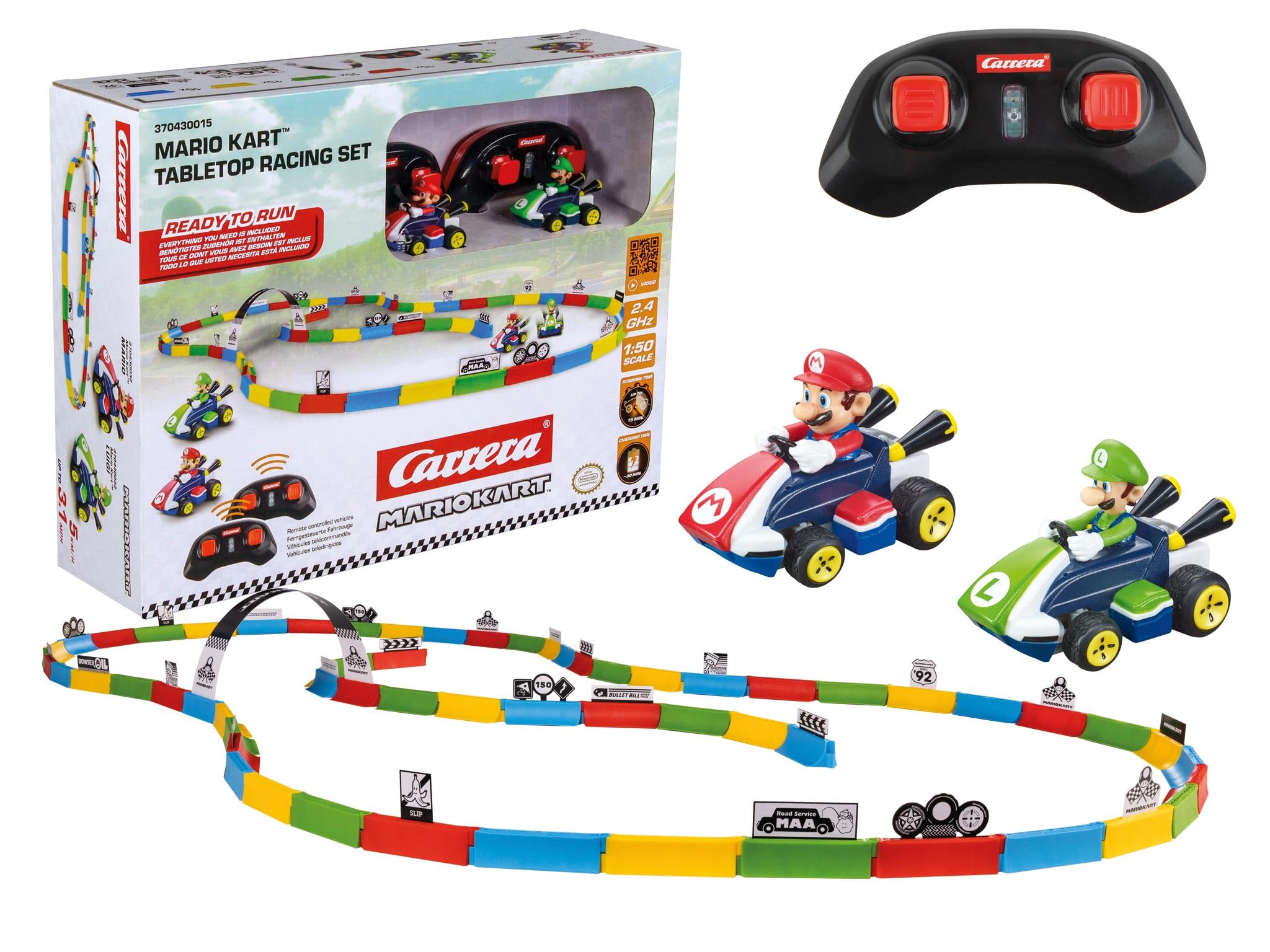 Carrera RC Mario Kart Tabletop Racing Set - Mario & Luigi 1:43 Scale | 2.4GHz | Includes 45 Track Elements 1