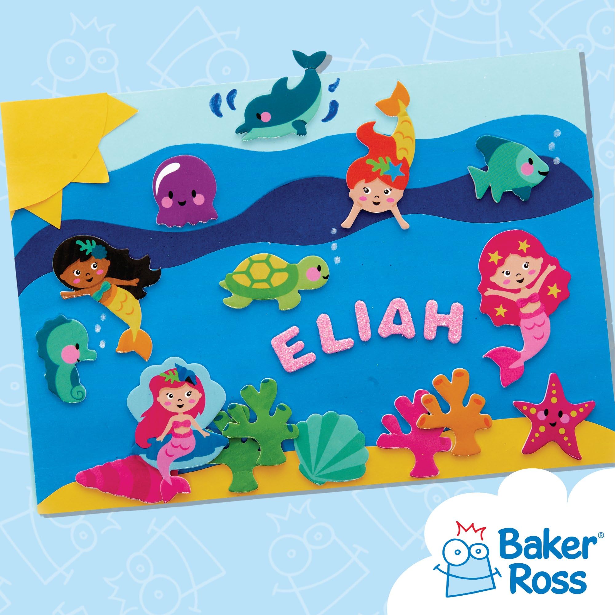 Baker Ross Mermaid Foam Stickers - Pack of 200, Self-Adhesive | 50 Assorted Styles | 25mm-40mm 5