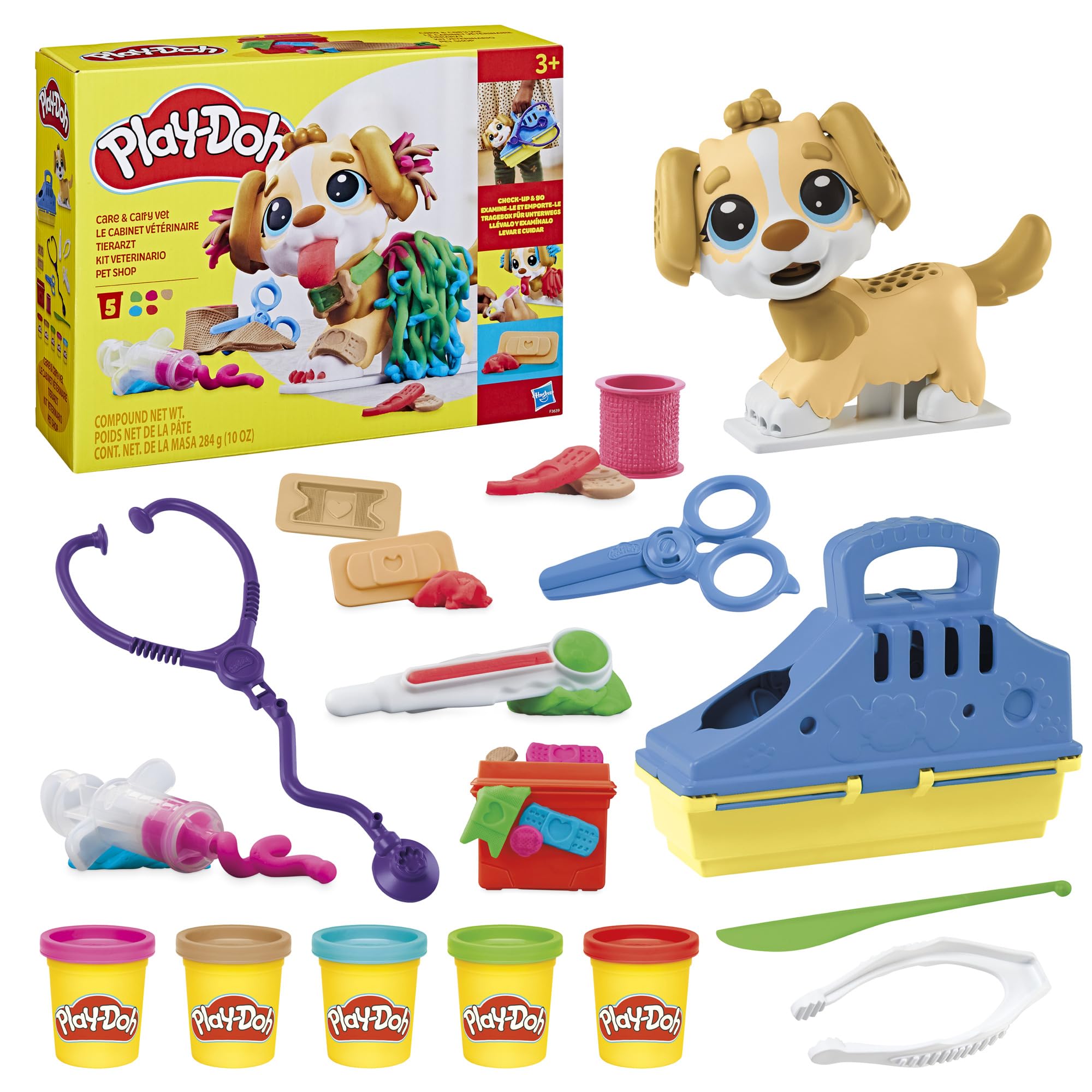 Play-Doh Care 'n Carry Vet Playset - Pretend Play Veterinarian Kit for Kids 3+ 5