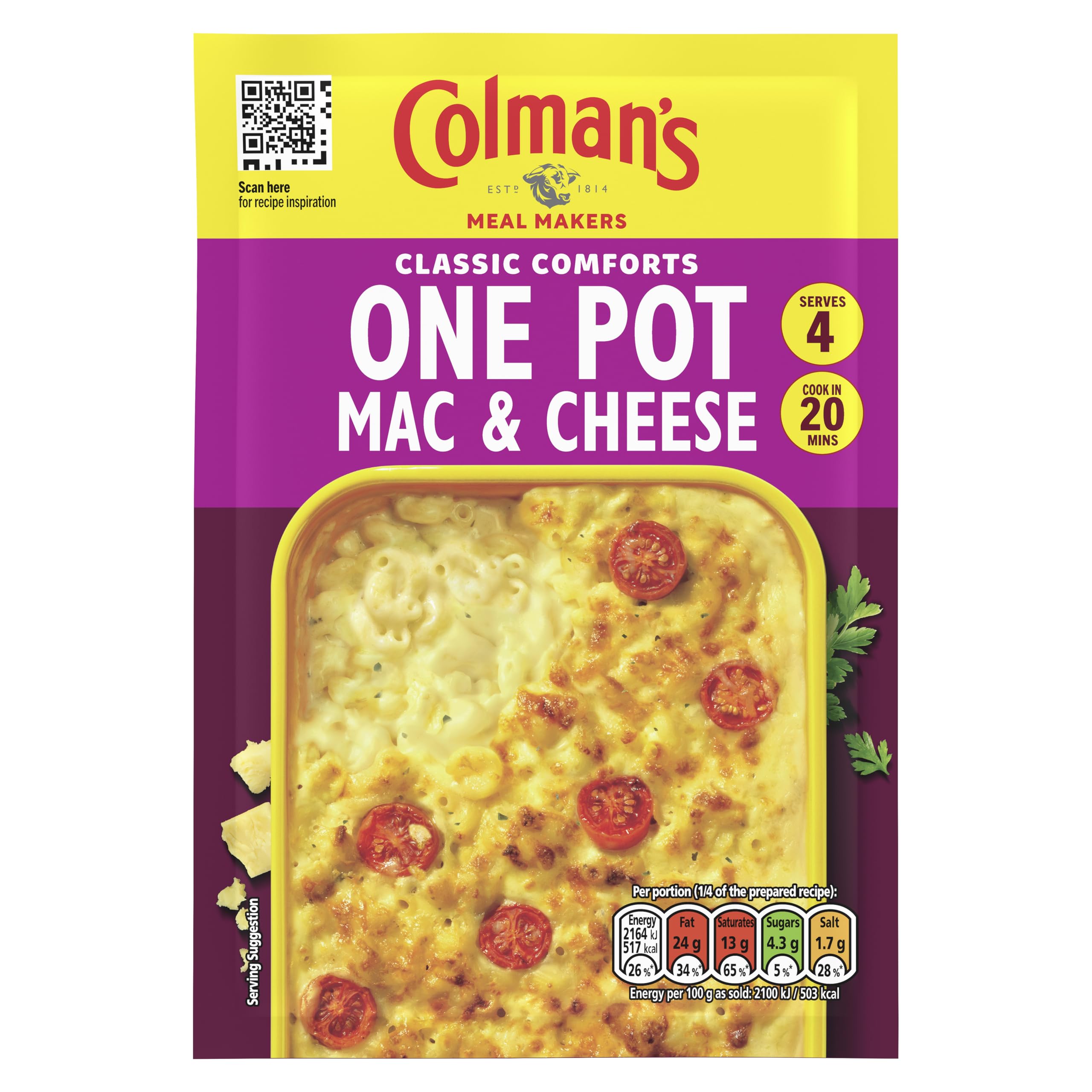 Colman's Classic Comforts One Pot Mac and Cheese Meal Maker Mix | 4 Servings | 40g 1