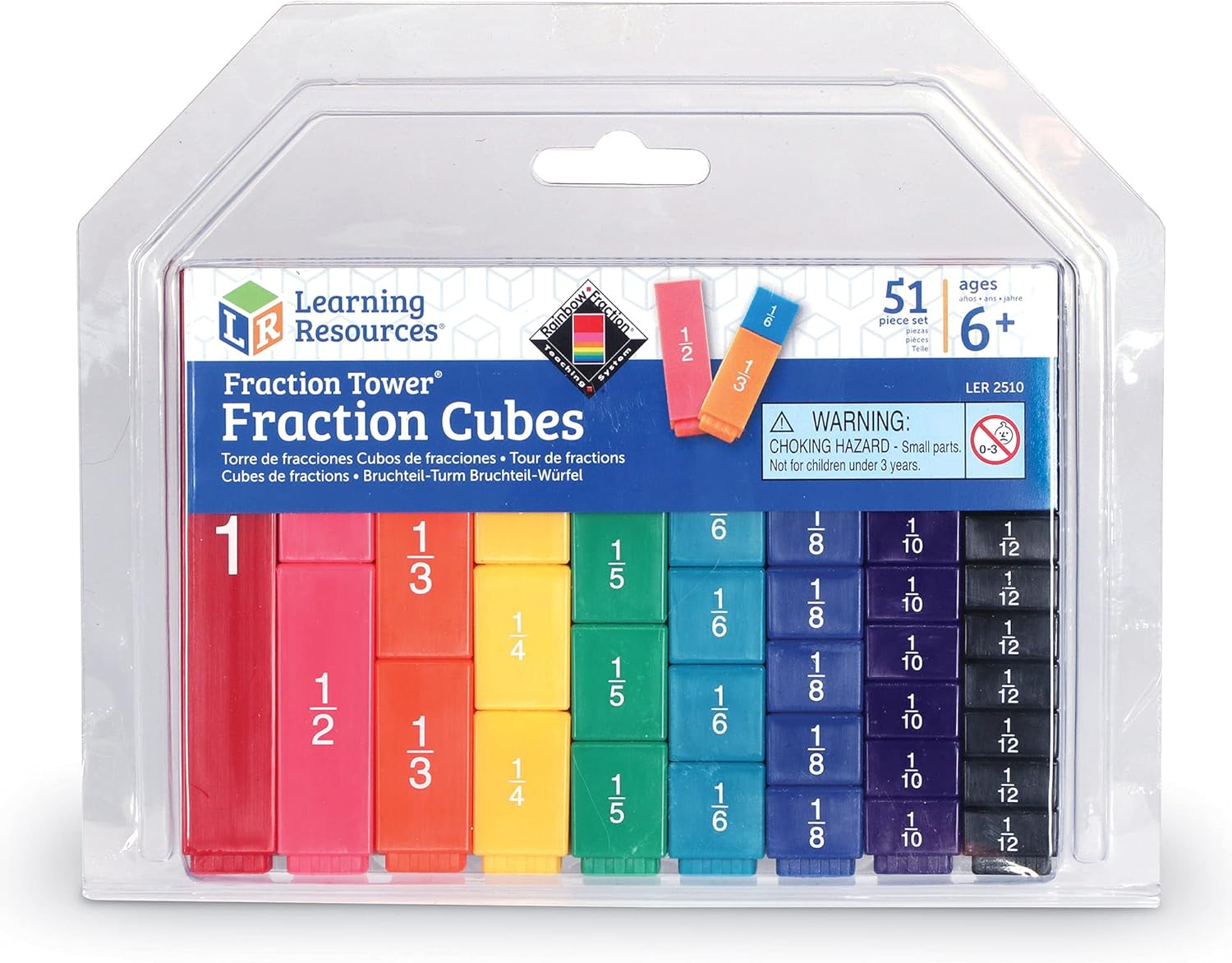 Learning Resources Fraction Tower Cubes - Educational Interlocking Math Manipulatives for Ages 6-10