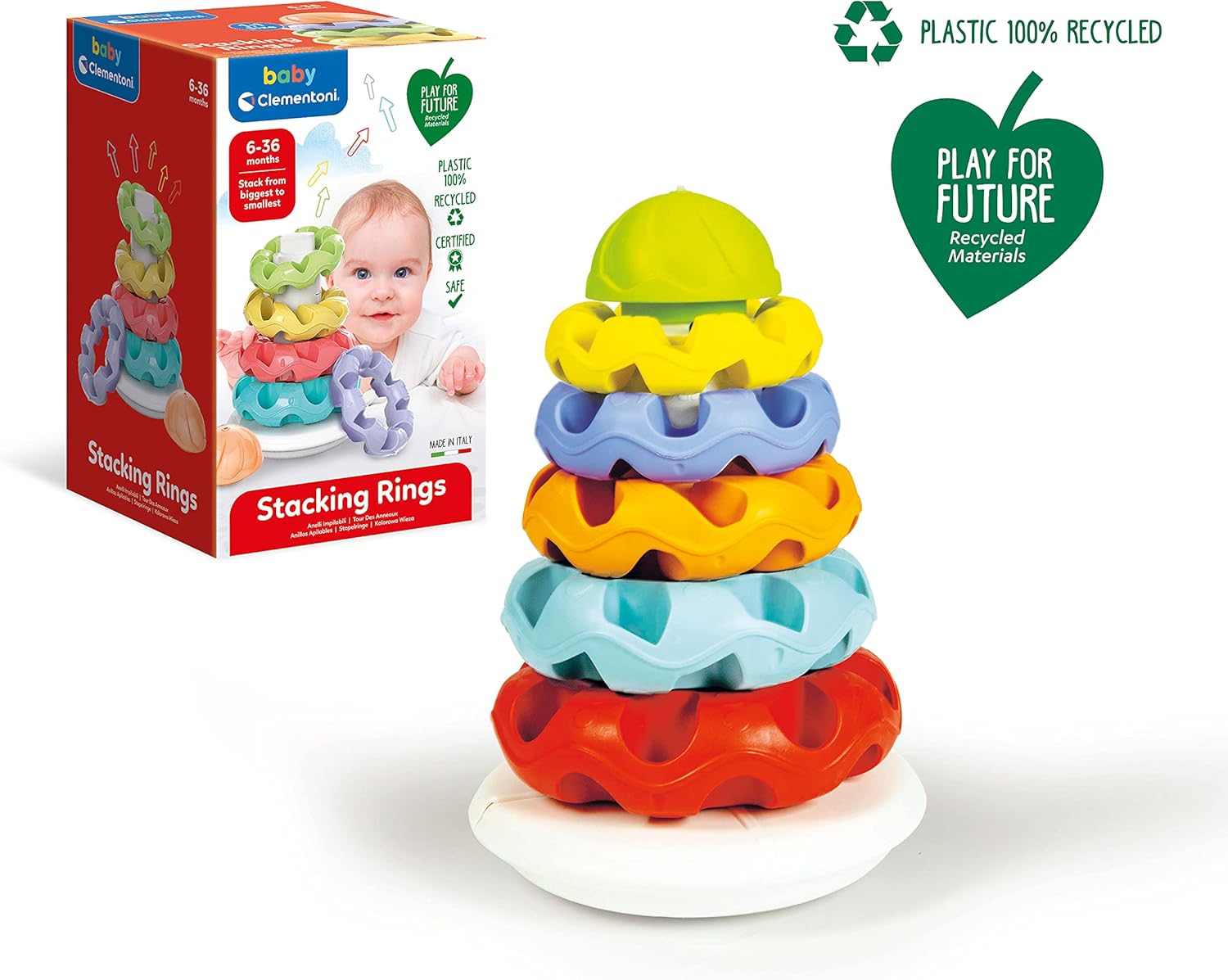 Clementoni Stacking Rings - Educational Baby Toy for 6 Months+ 7
