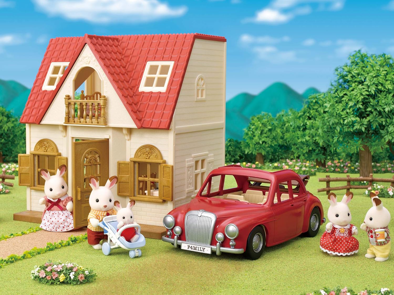 Sylvanian Families 5448 Family Cruising Car Vehicle Playset - Convertible Car with Removable Roof & Baby Buggy 3