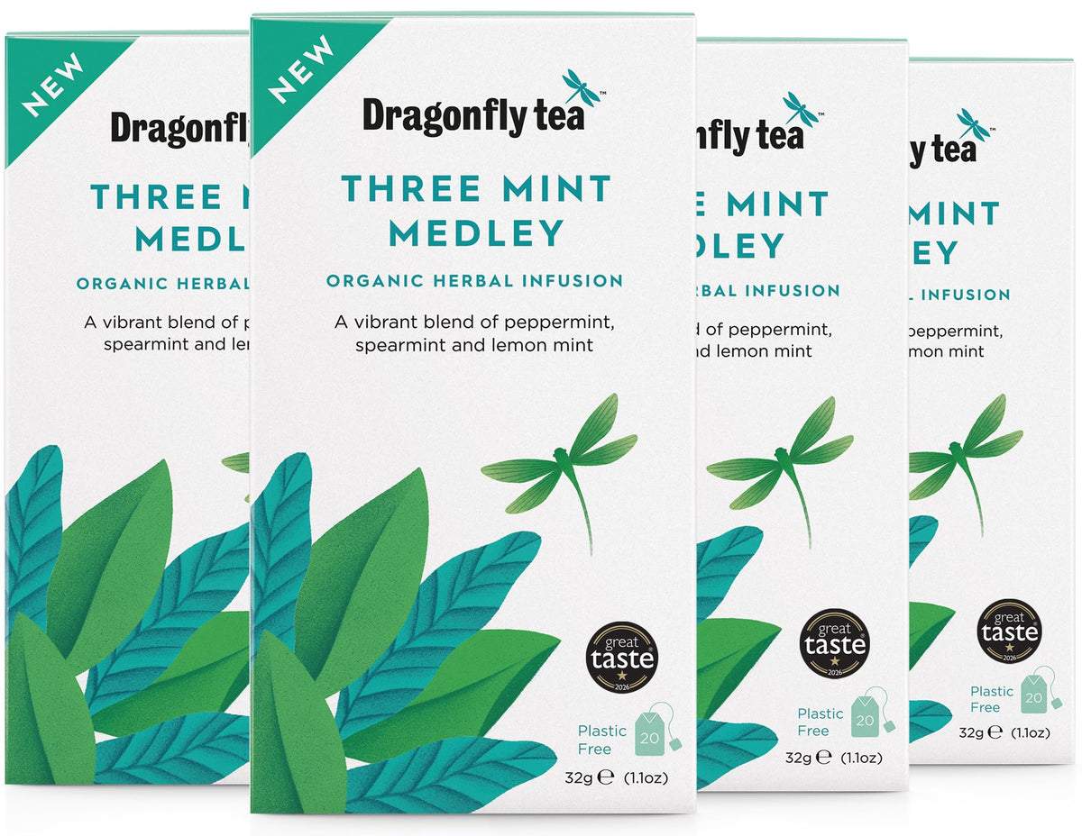 Dragonfly Three Mint Medley Organic Tea Bags - 4 x 20 Bags