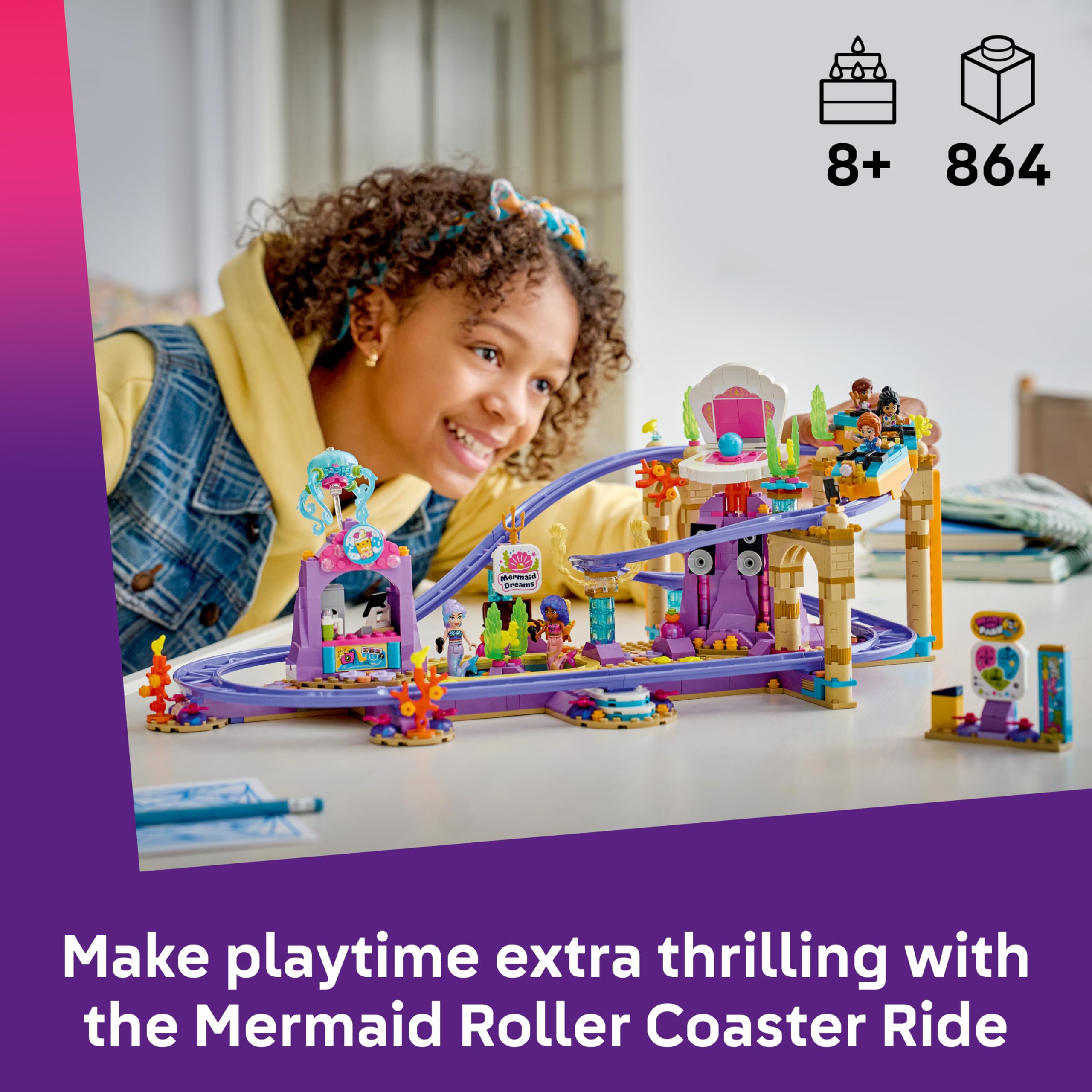 LEGO Friends Mermaid Roller Coaster Ride Building Set - Ages 8+ | 5 Mini Dolls | Multicolor