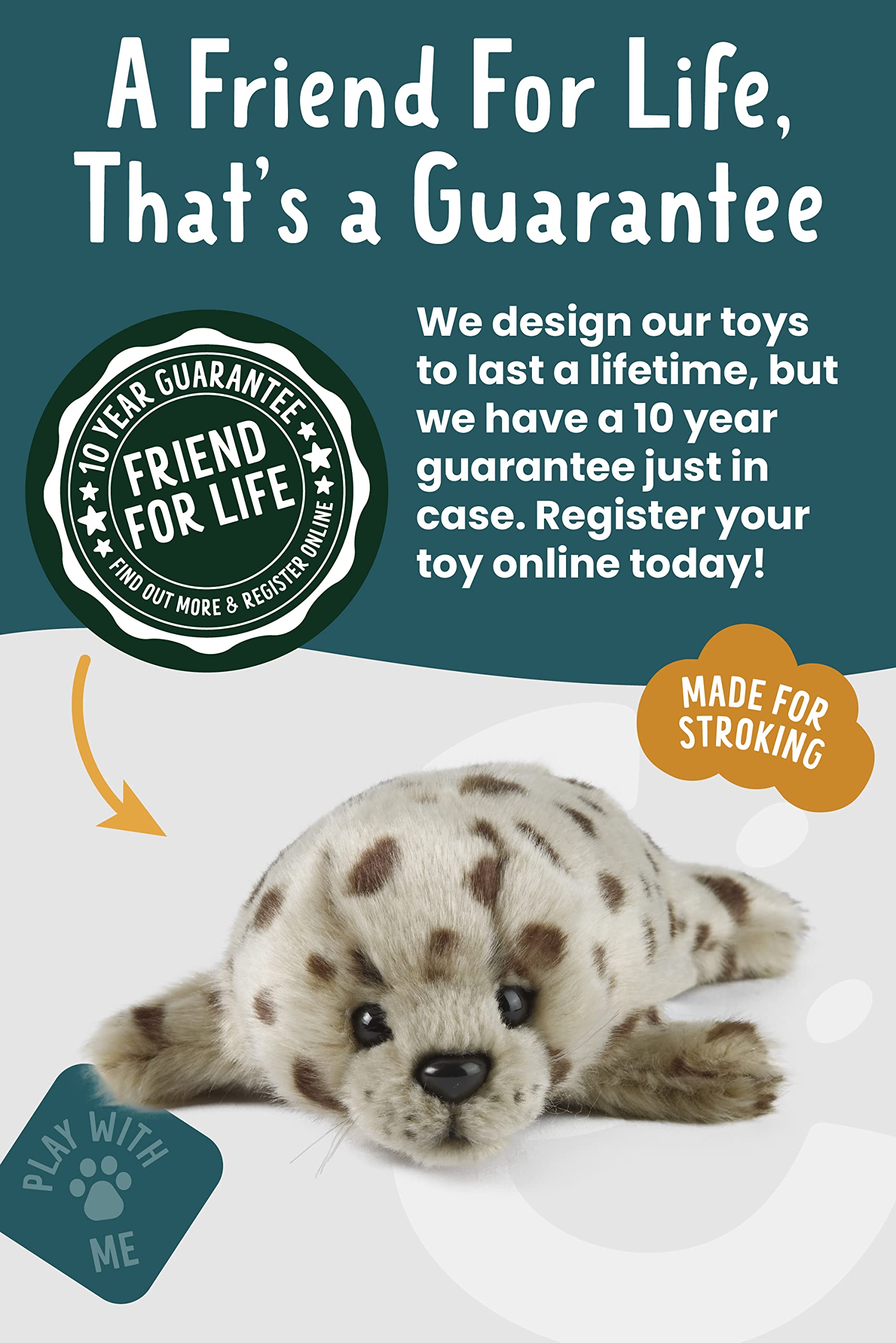 Living Nature Common Seal Pup Plush Toy - Realistic Soft Stuffed Animal with Educational Fact Tag 10