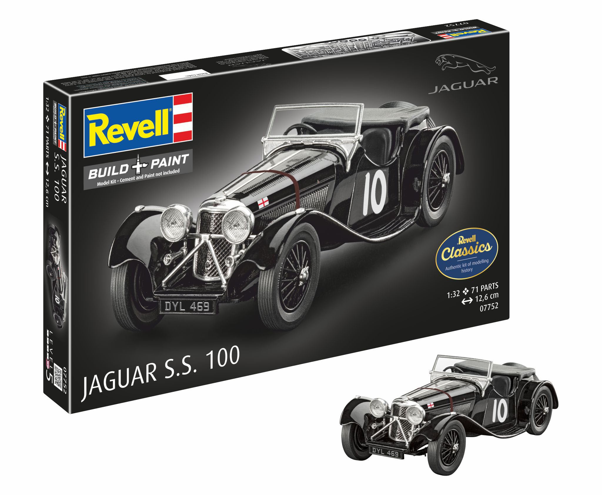 Revell 07752 Jaguar SS 100 Model Kit | 1:32 Scale Plastic Unbuilt/Unpainted