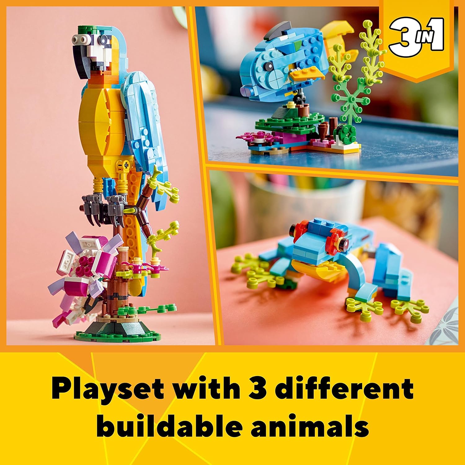 LEGO Creator 3 in 1 Exotic Parrot, Frog, and Fish Building Set - Ages 7+ 5