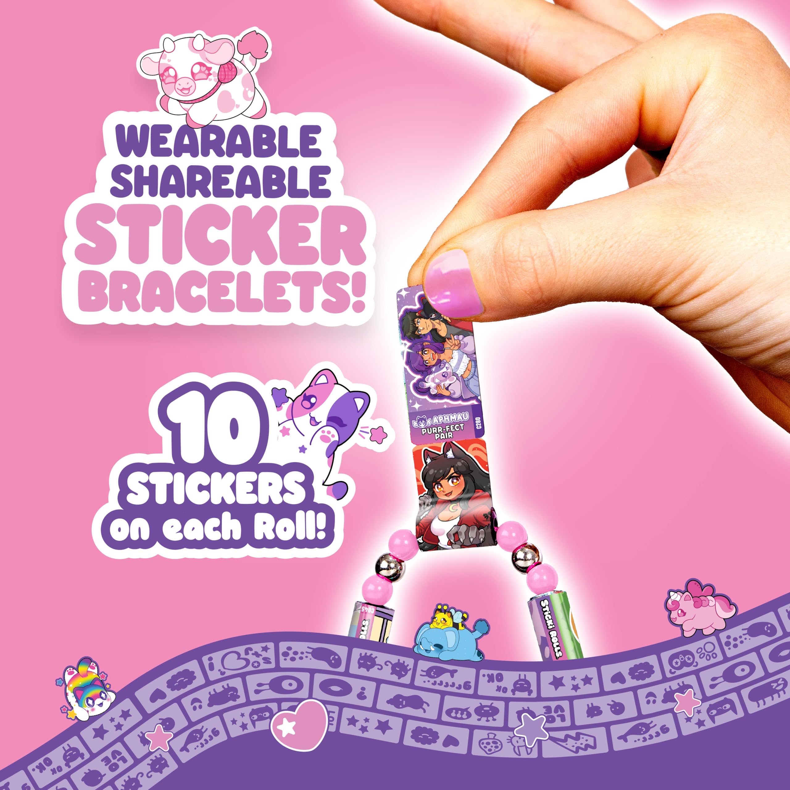 Sticki Rolls x Aphmau Capsules - Surprise Blind Pack with 50 Holographic Stickers & Bracelet