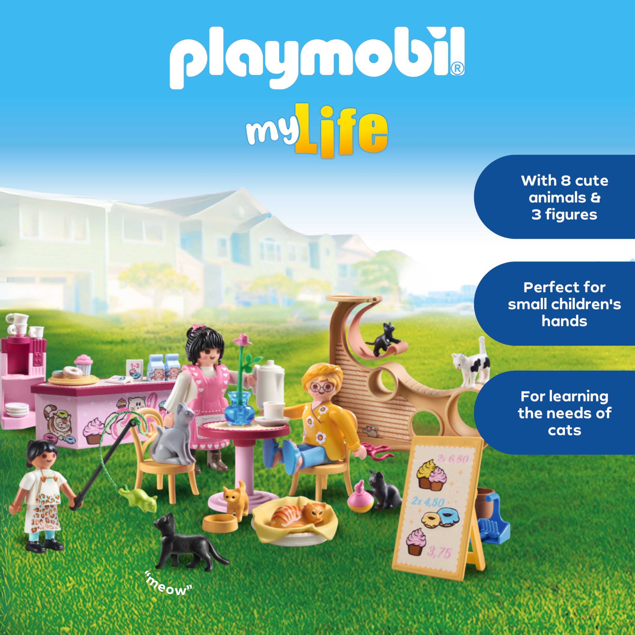 Playmobil My Life Cat Café Playset - Animal Figures Toy for Kids Aged 4 and Up 3