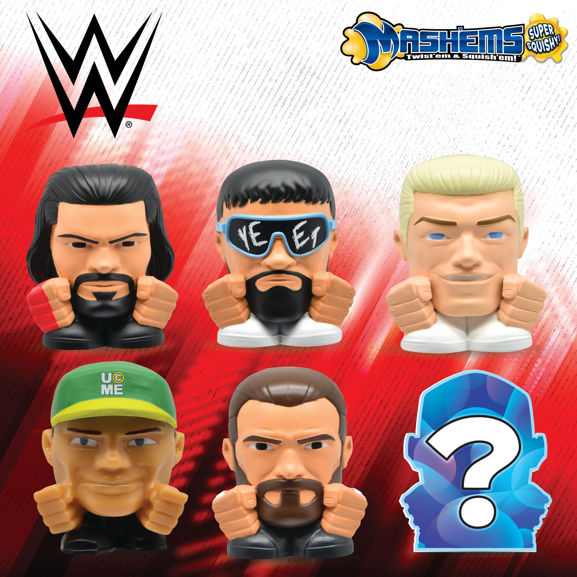 Mash'Ems WWE Squeeze Toy Figures | Collectable, Ages 4+ | 6 to Collect 2