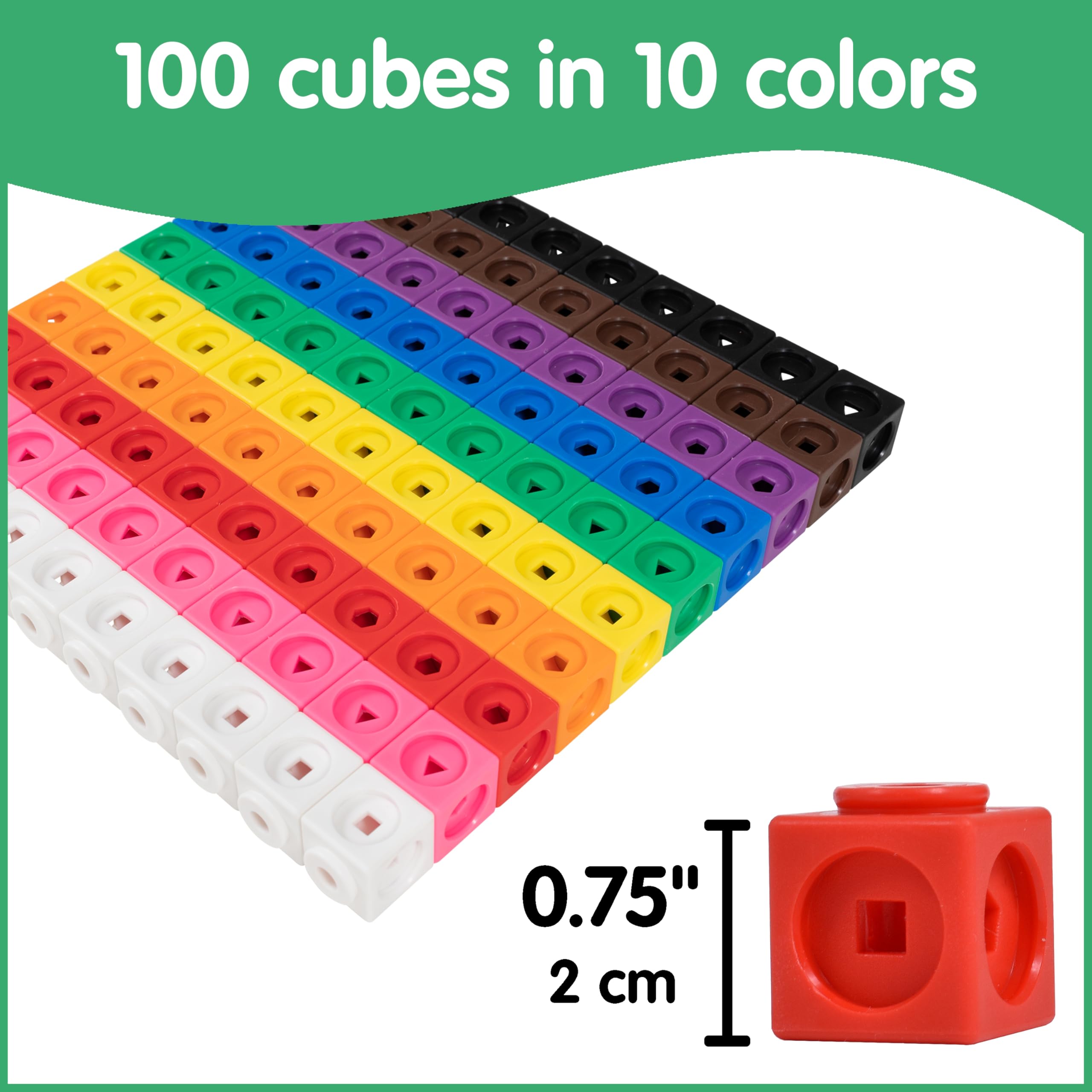 EDX Education Math Cubes - 100-Piece Linking Cube Set for Early Learning 13