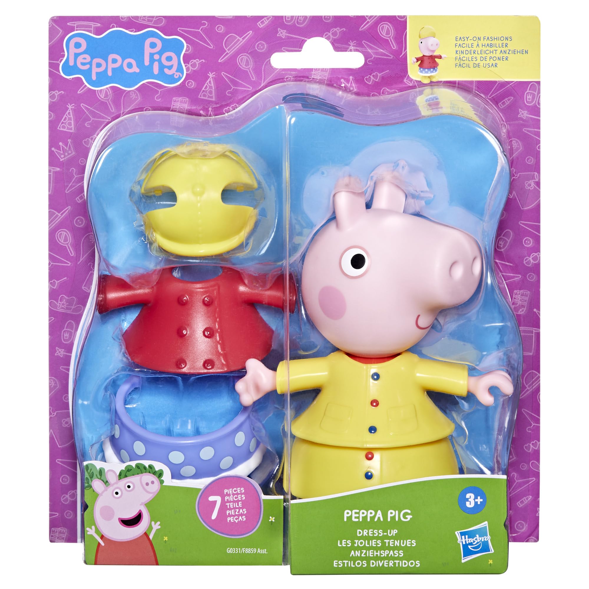 Peppa Pig Dress-Up Figure - 15 cm Doll with 6 Rain & Snow Accessories | Ages 3+