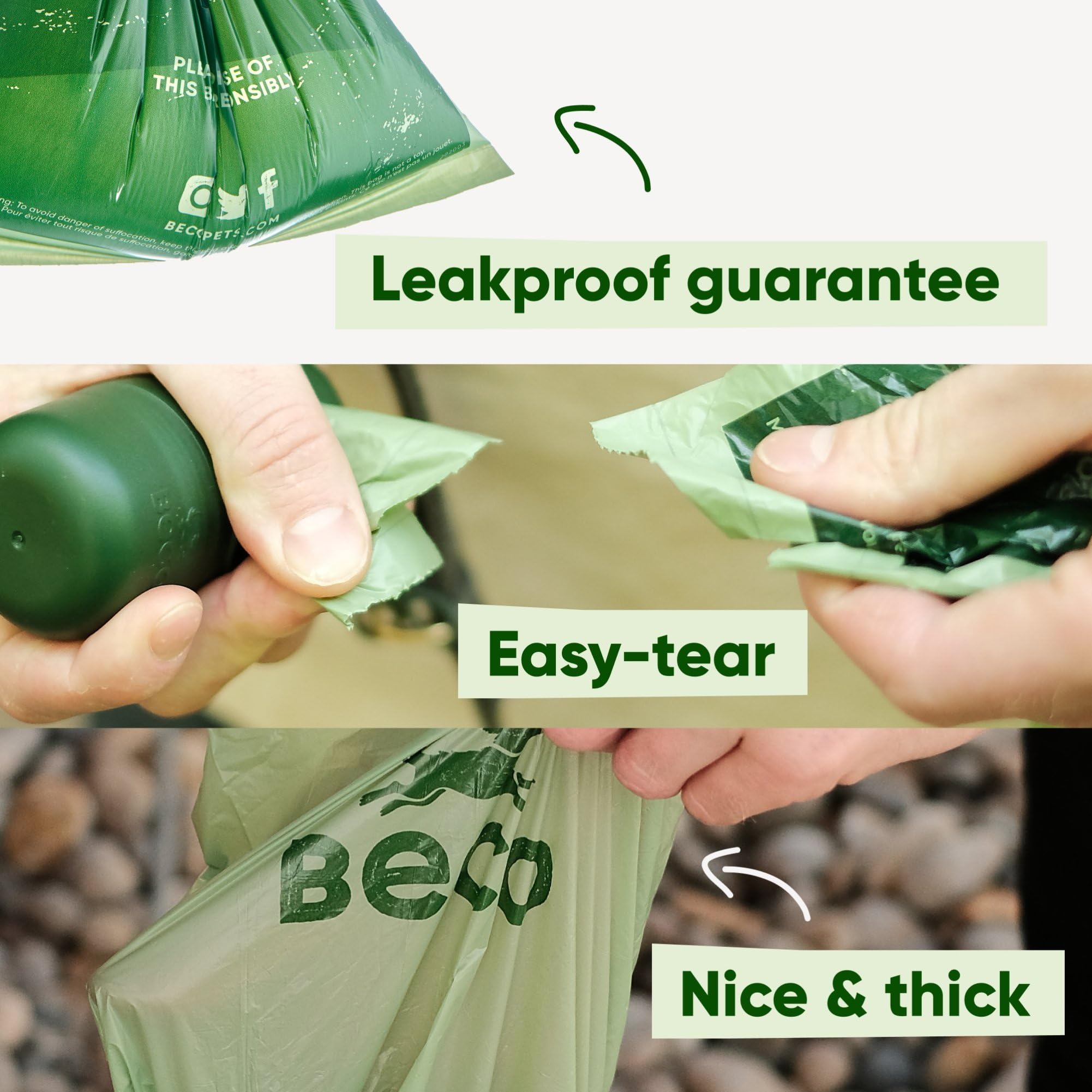 Beco Strong & Large Poop Bags - 60 Unscented Bags (4 Rolls) | 100% Leakproof | Recycled Plastic 4