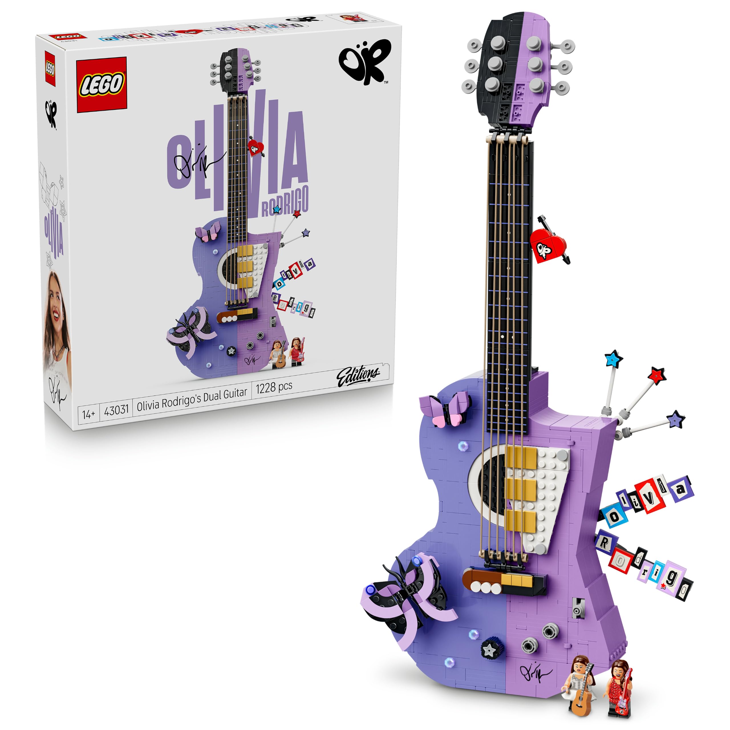 LEGO Editions Olivia Rodrigo's Dual Guitar Building Set - 2 Minifigures | Ages 14+