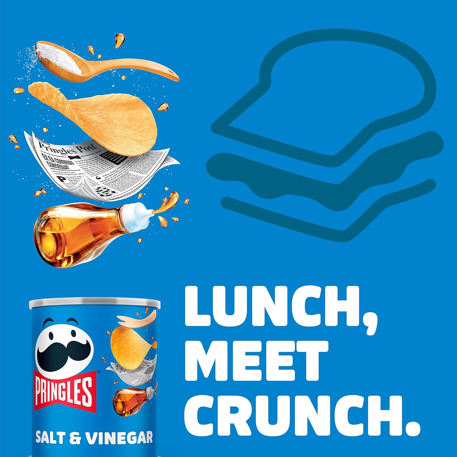 Pringles Salt and Vinegar Flavour Potato Chips, 40g (Pack of 12)