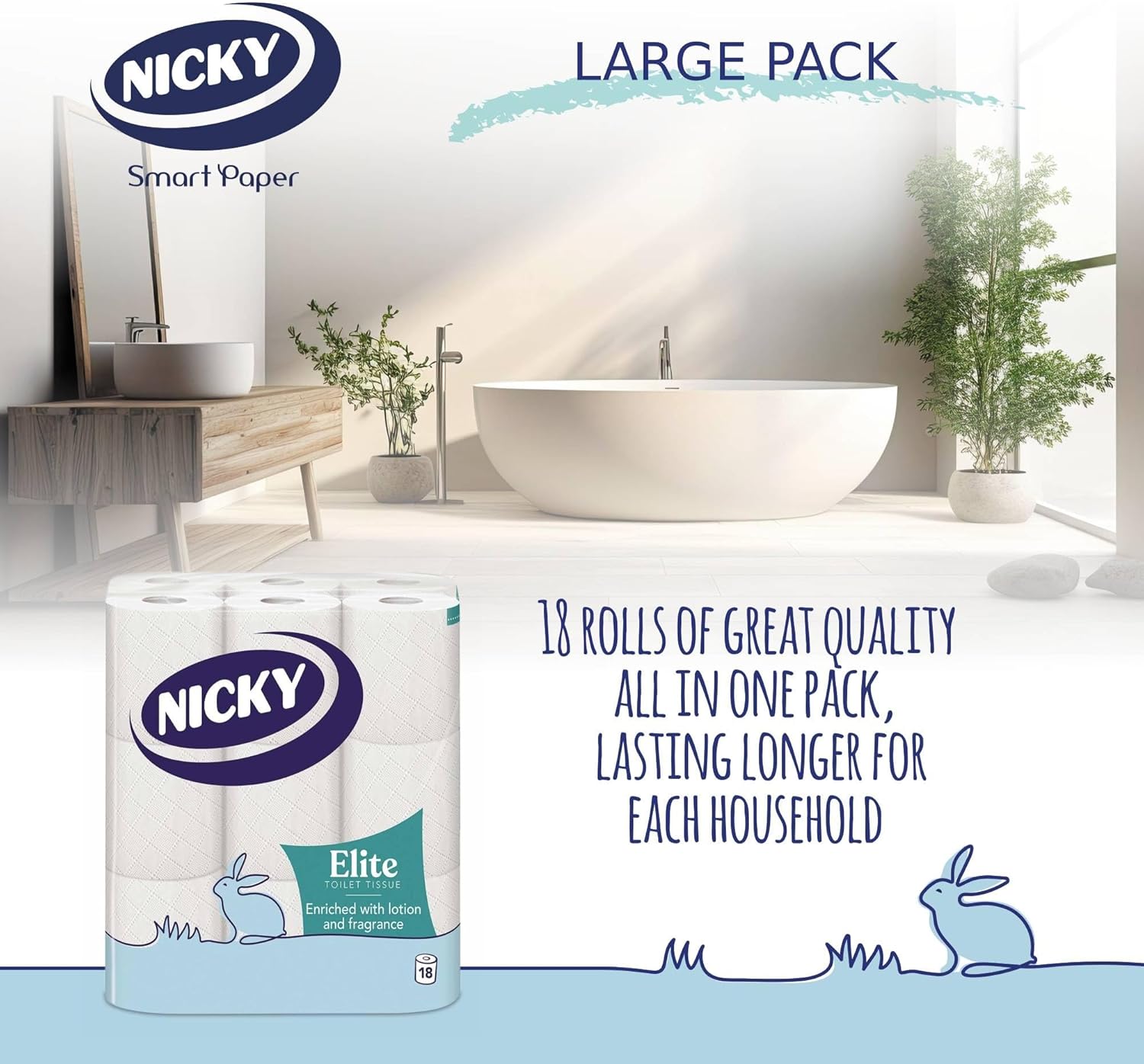 Nicky Elite Duft-Toilettenpapier – 18 Rollen, 3-lagig, Talkumduft, FSC-zertifiziert 5