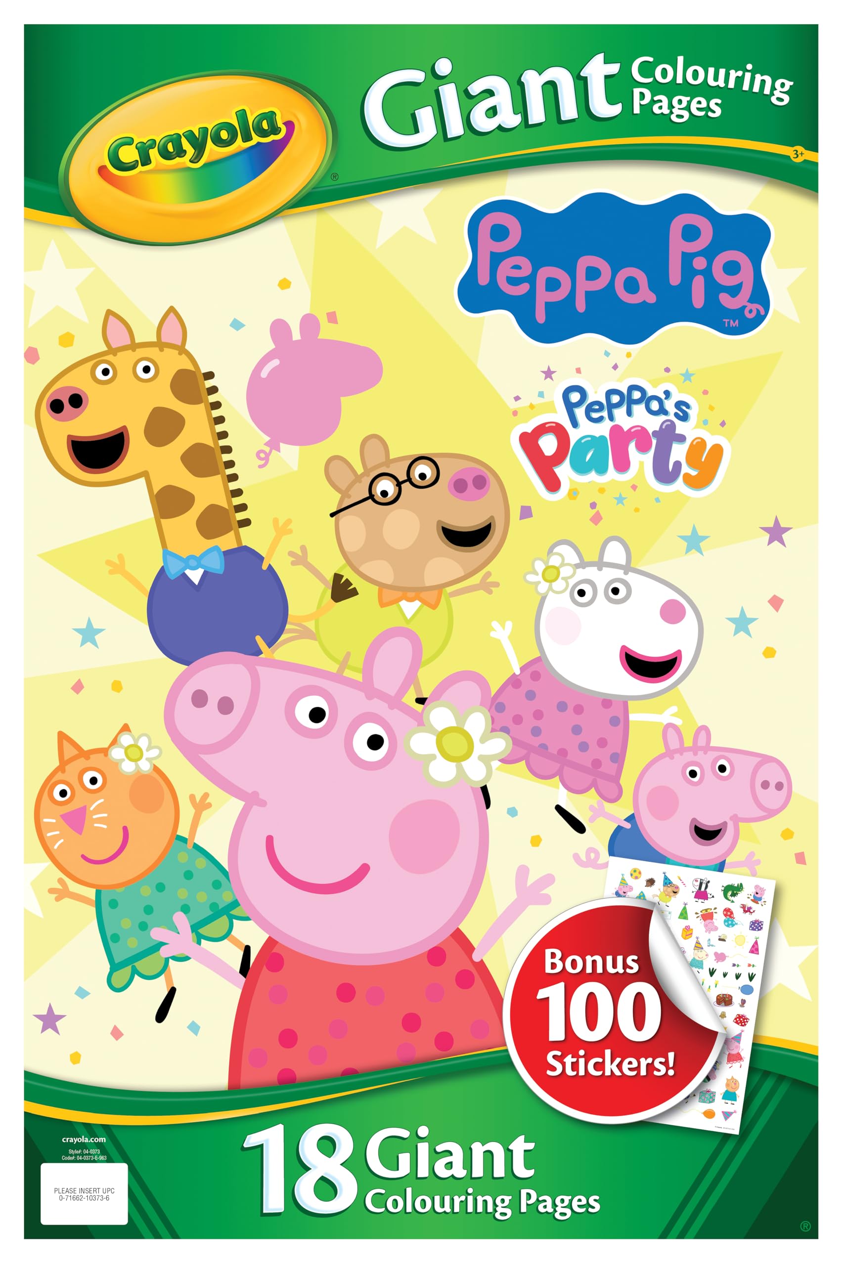CRAYOLA Peppa Pig Giant Colouring Pages - 18 Pages | 100 Stickers | Ages 3+ 1