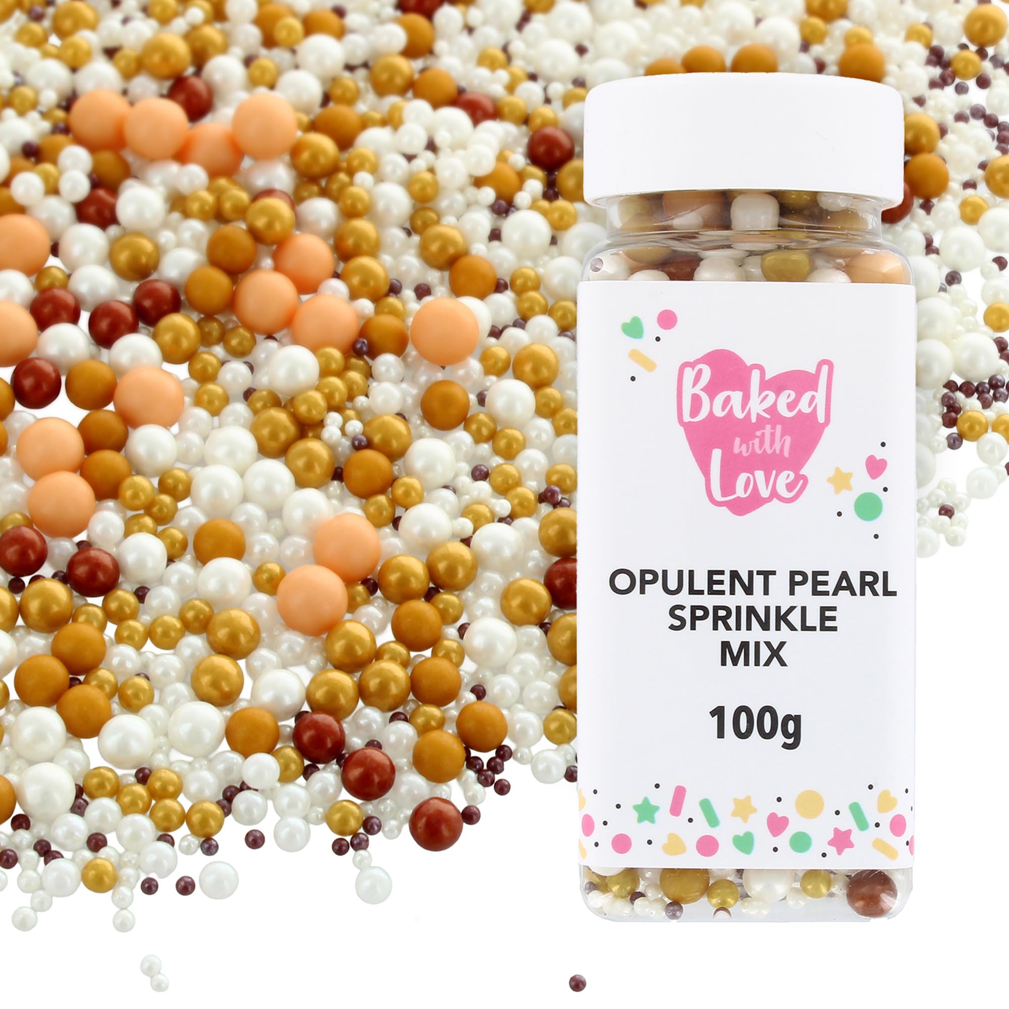 Baked with Love - Opulent Pearl Sprinkles Mix | 100g Edible Cake Decorations