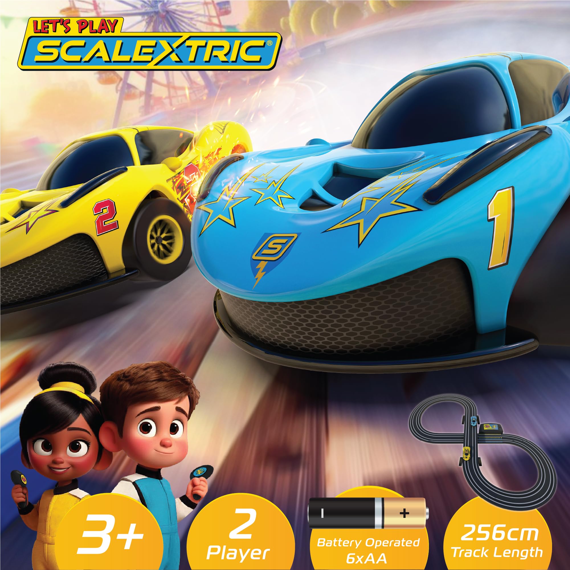Scalextric Let's Play! G1188M Racing Track Set - Ages 3+ | Battery Powered | 2 Cars Included