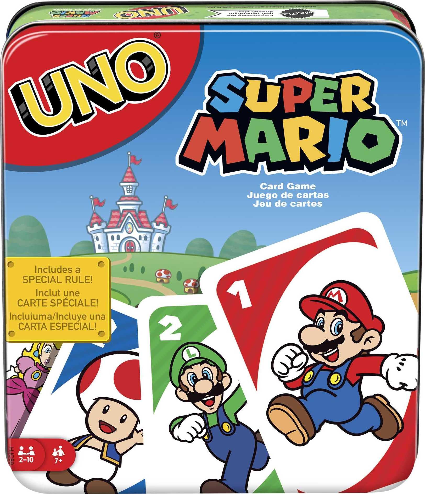 Juegos Mattel UNO Super Mario Card Game - Collectible Tin Edition, Ages 7+, 2-10 Players