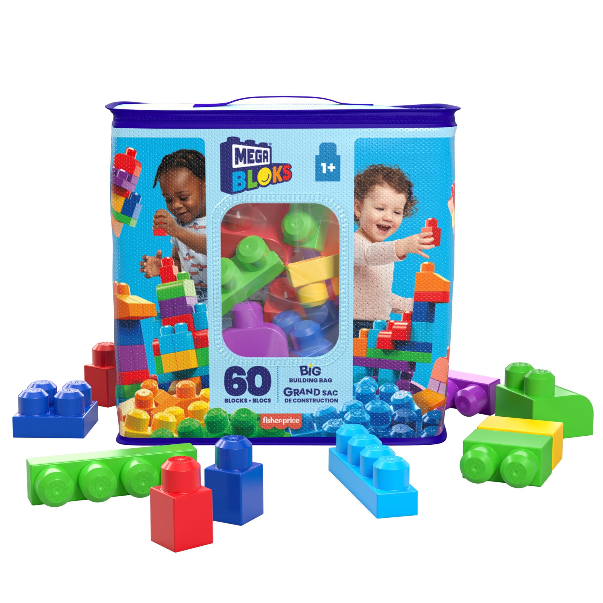 Mega Bloks DCH55 Big Building Bag, Azul 60 Piezas