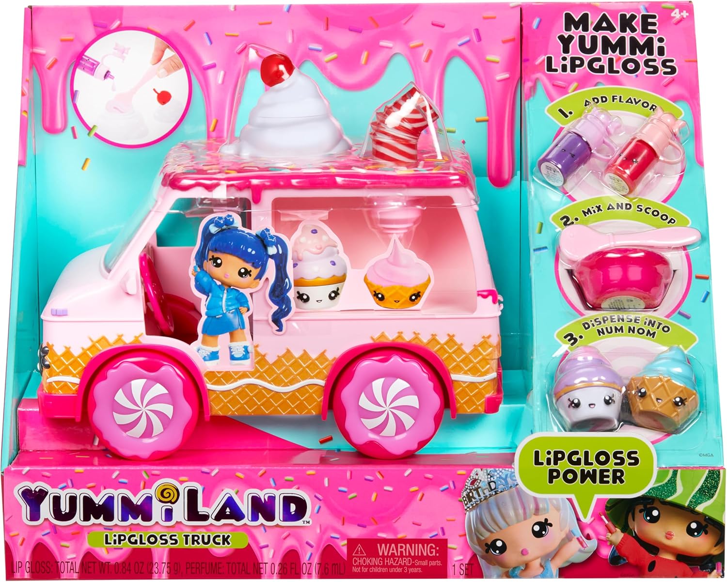 MGA Entertainment Yummiland Lipgloss Truck - DIY Lip Gloss Playset with 2 Num Noms 4