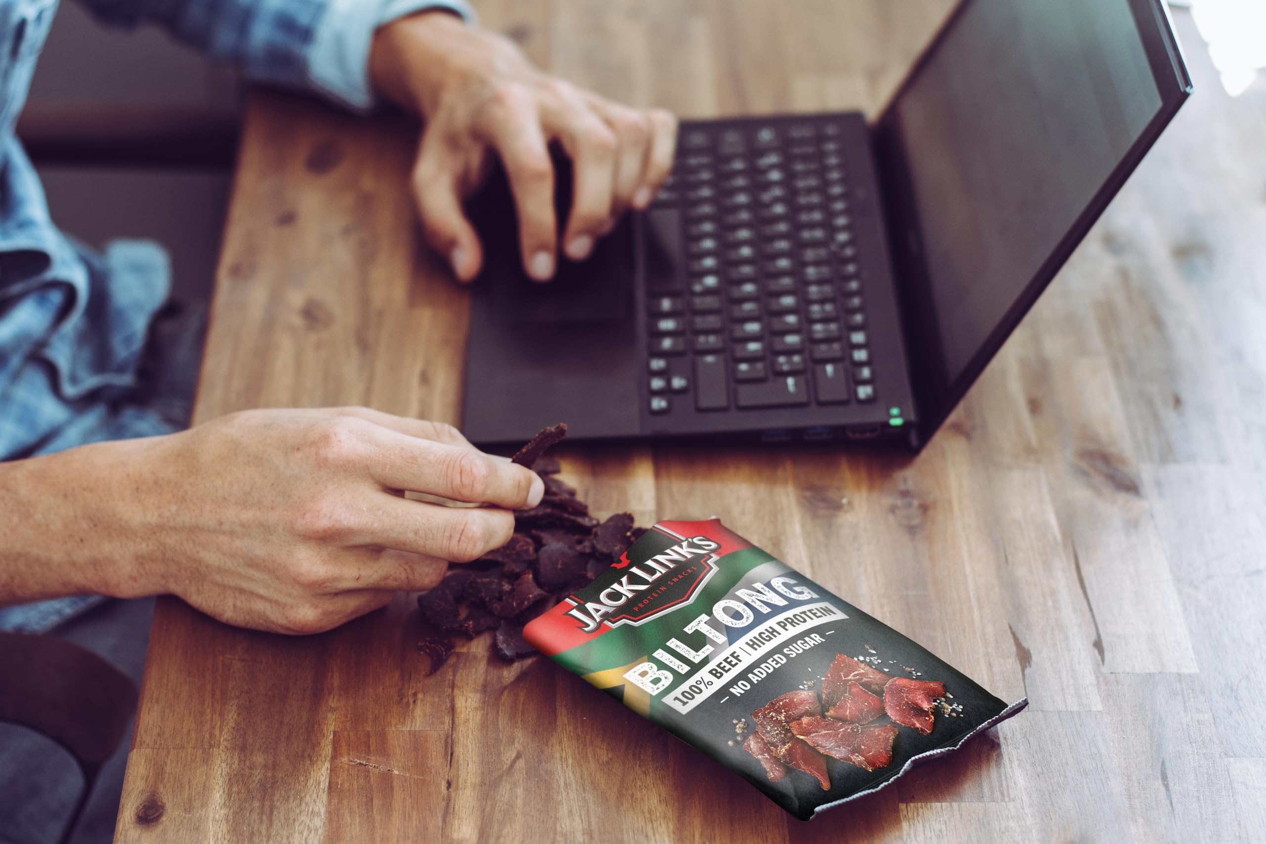 Jack Link's Biltong Jerky Original - Pack of 12 x 60g, Gluten Free High Protein Beef Snack 5