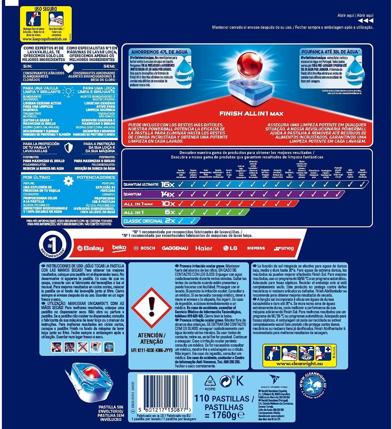 Finish Max All in 1 Powerball Geschirrspültabs, 110 Tabs 6