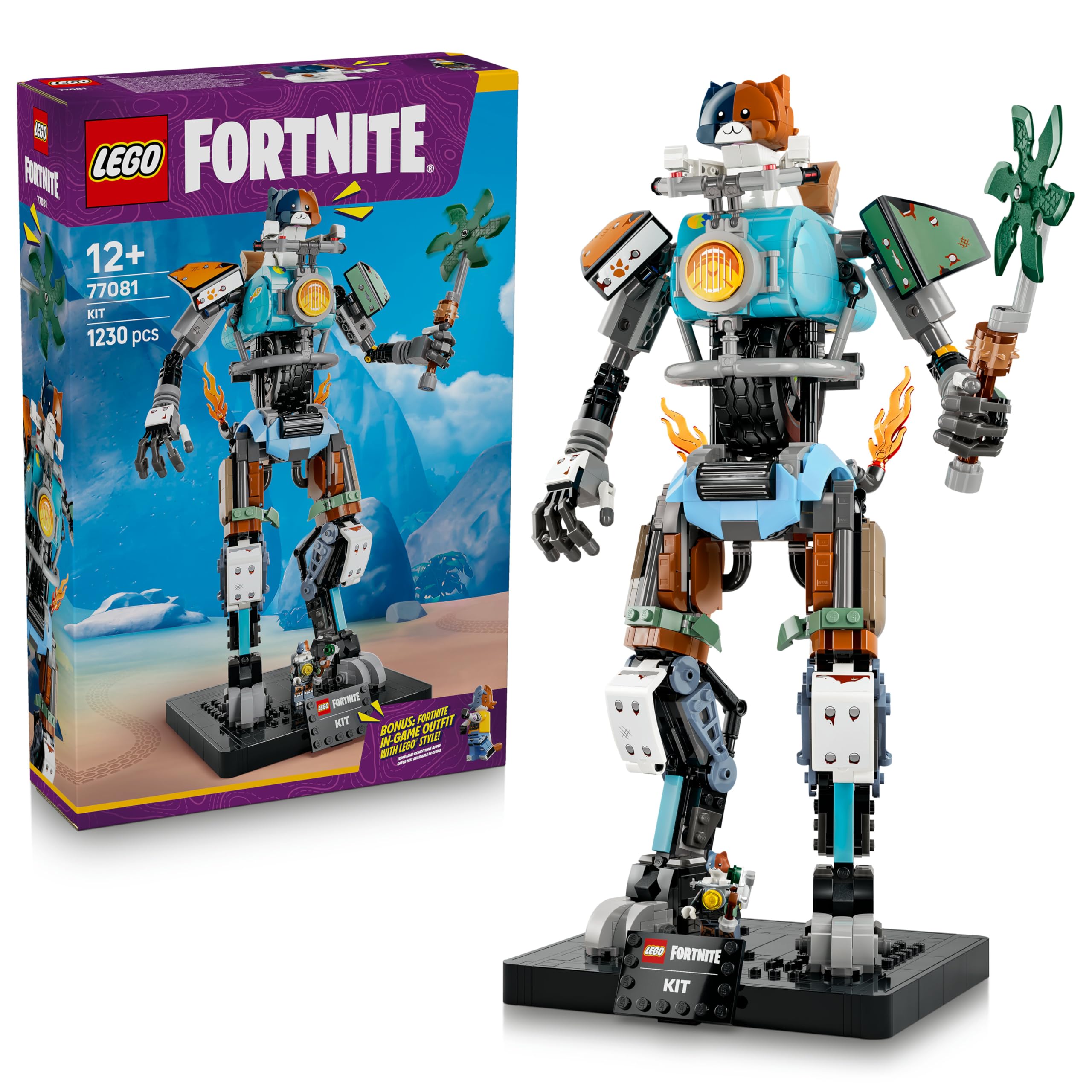 LEGO Fortnite KIT Mech Building Set - Interactive Figure with Power Claw Pickaxe & Spinning Wheel | 1230 Pieces | Ages 12+ 1