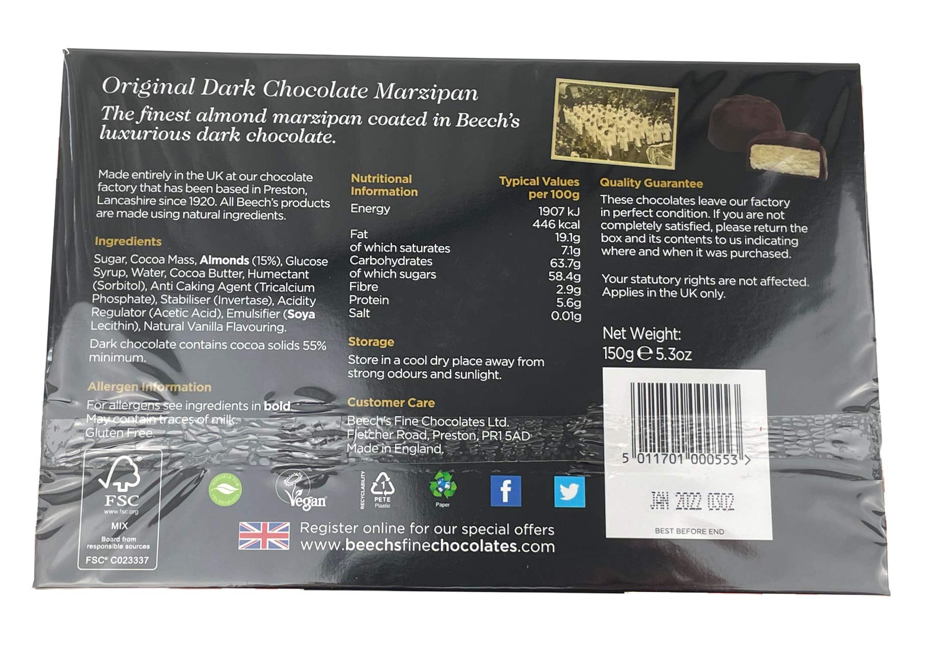 Beech's Dark Chocolate Marzipan, 150g - Smooth Almond Marzipan Covered in Rich Dark Chocolate 7